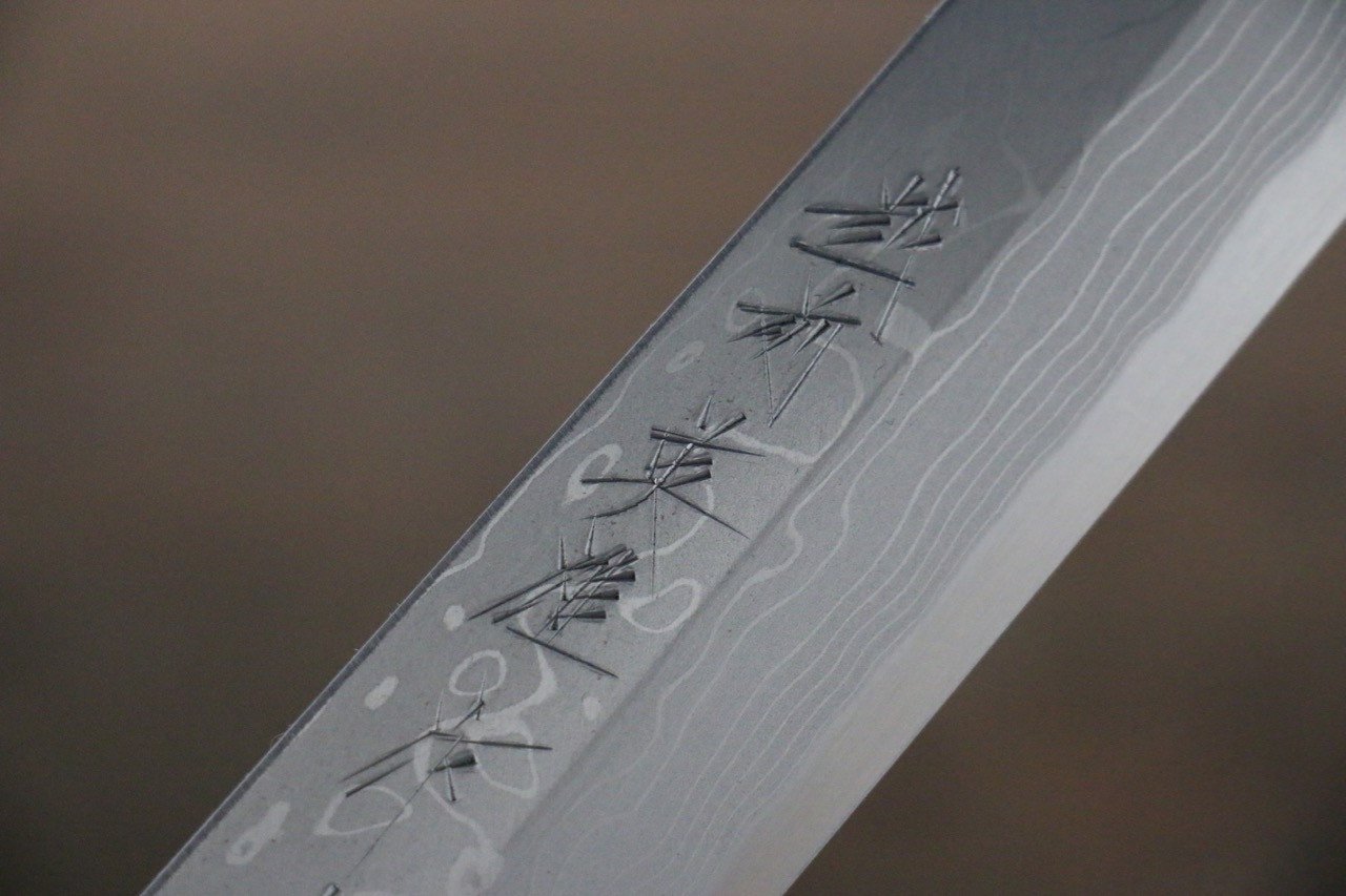 Hideo Kitaoka White Steel No.2 Damascus Yanagiba 210mm Shitan Handle - Japanny - Best Japanese Knife