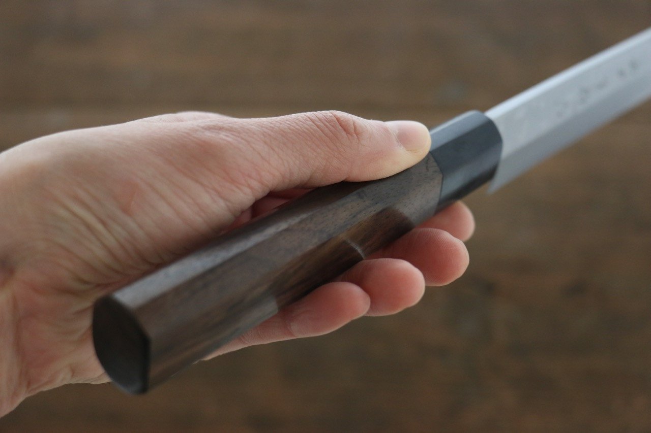 Hideo Kitaoka White Steel No.2 Damascus Yanagiba 240mm Shitan Handle - Japanny - Best Japanese Knife