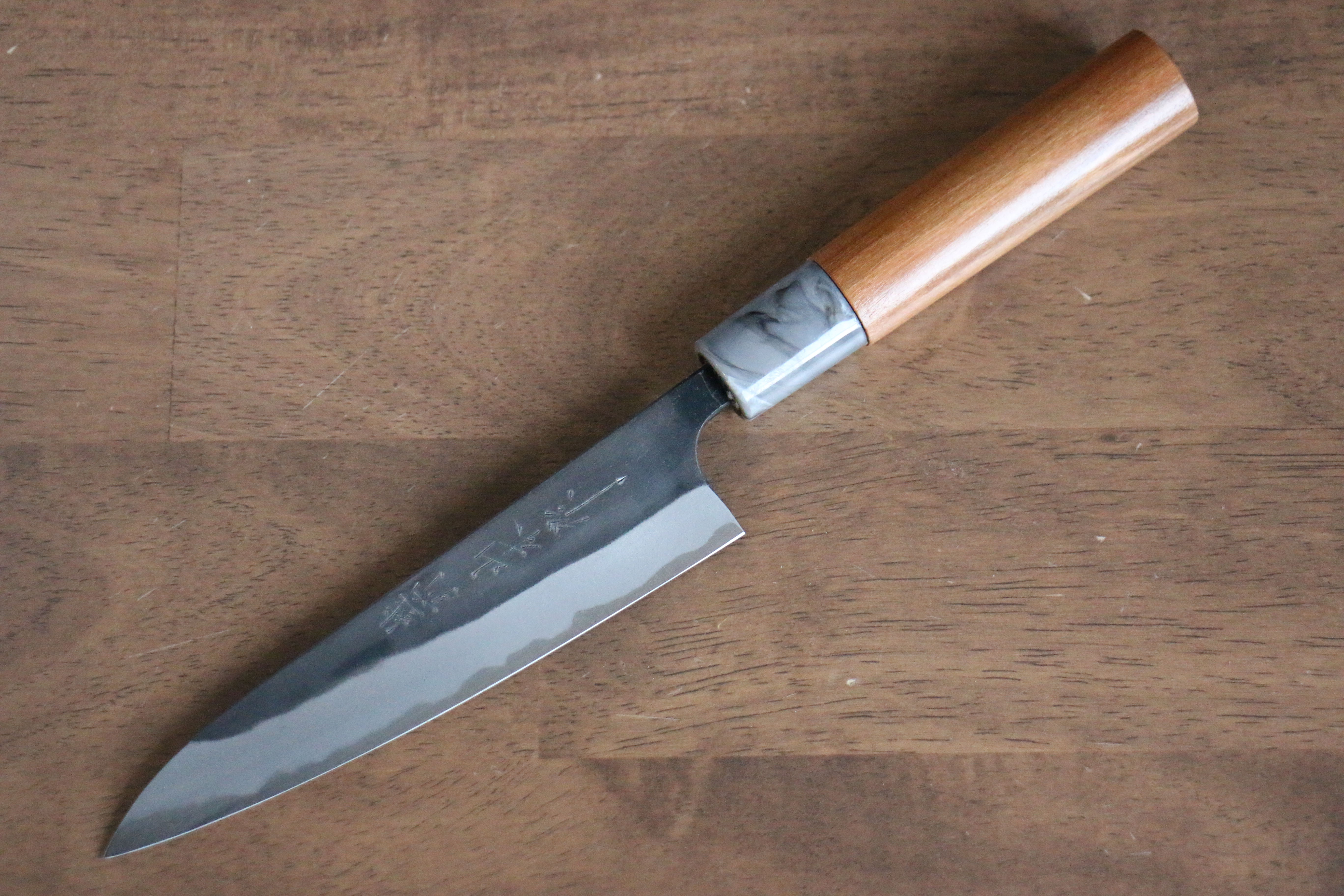 Nao Yamamoto White Steel No.2 Kurouchi Petty-Utility 140mm Cherry Wood Handle - Japanny - Best Japanese Knife
