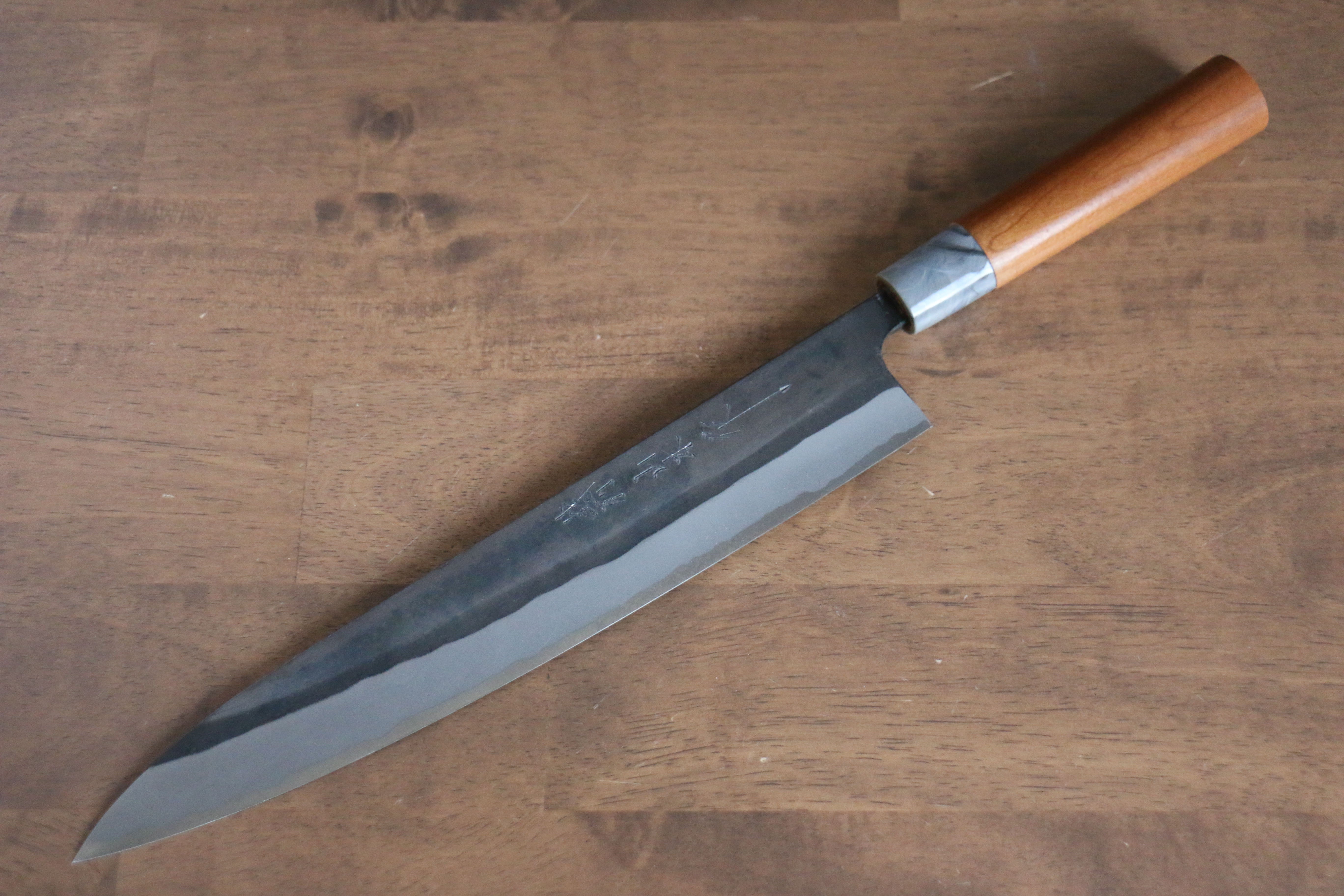 Nao Yamamoto White Steel No.2 Kurouchi Sujihiki 270mm Cherry Wood Handle - Japanny - Best Japanese Knife