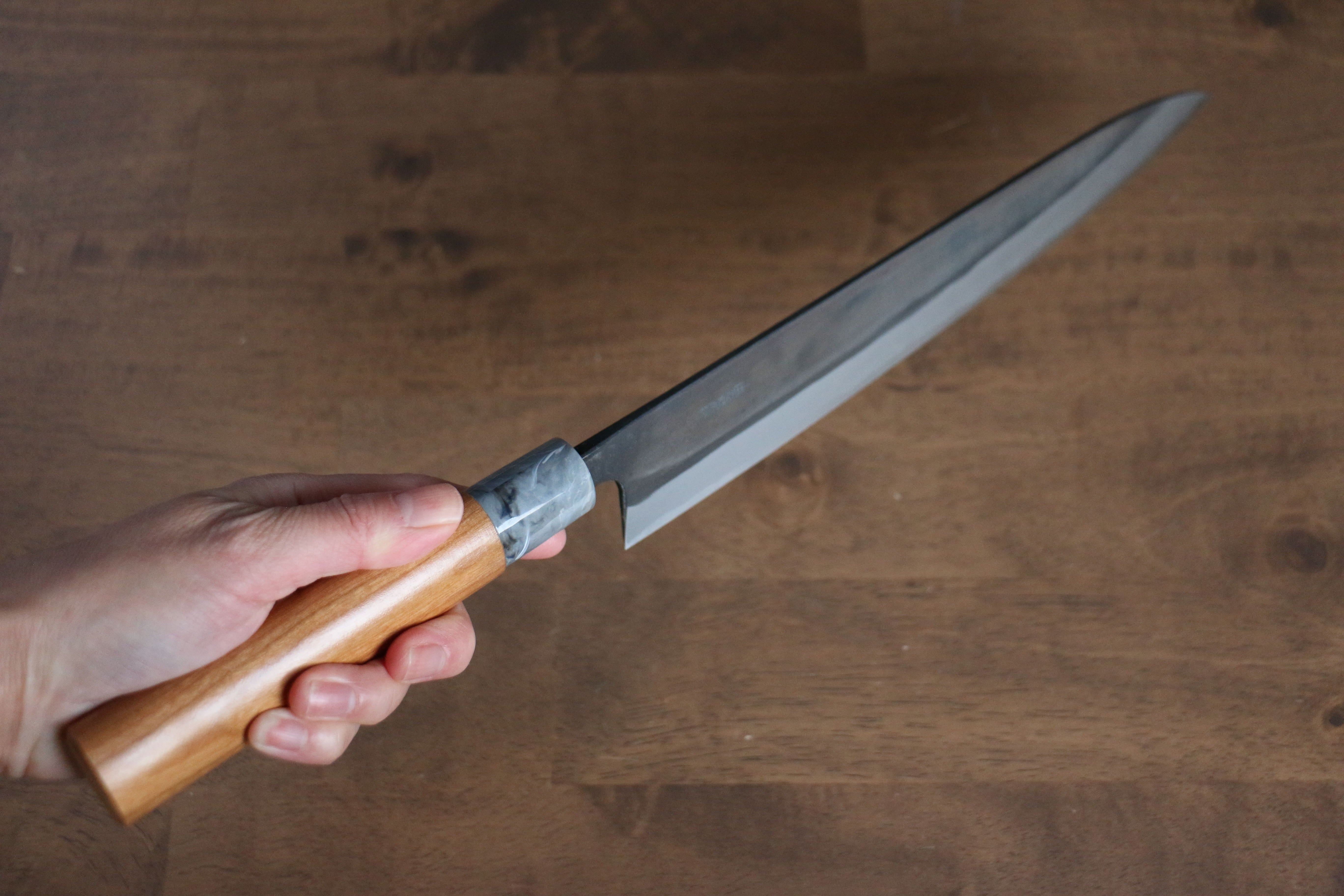 Nao Yamamoto White Steel No.2 Kurouchi Sujihiki 270mm Cherry Wood Handle - Japanny - Best Japanese Knife