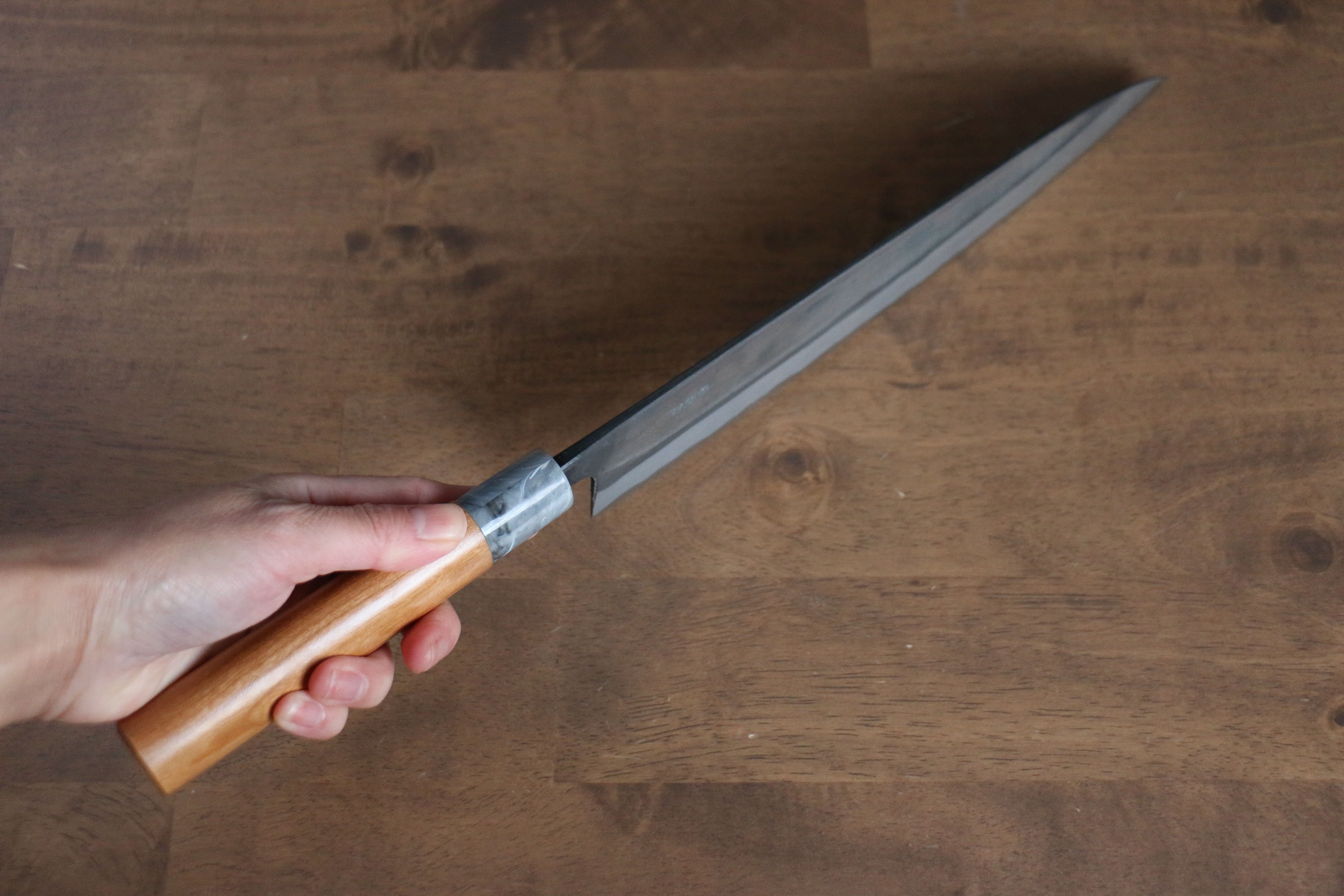 Nao Yamamoto White Steel No.2 Kurouchi Sujihiki 270mm Cherry Wood Handle - Japanny - Best Japanese Knife