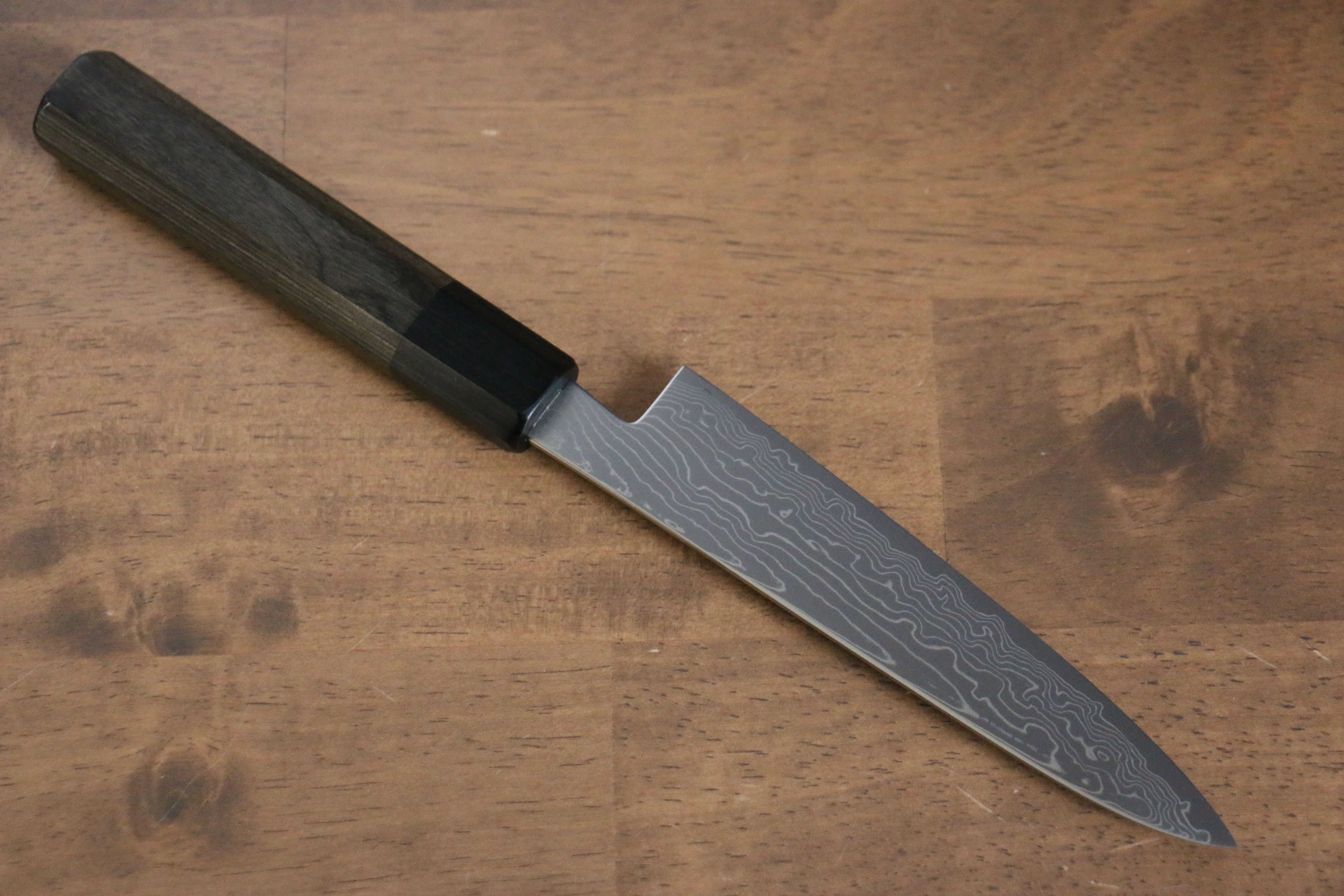 Kajin Cobalt Special Steel Damascus Petty-Utility 135mm Gray Pakka wood Handle - Japanny - Best Japanese Knife