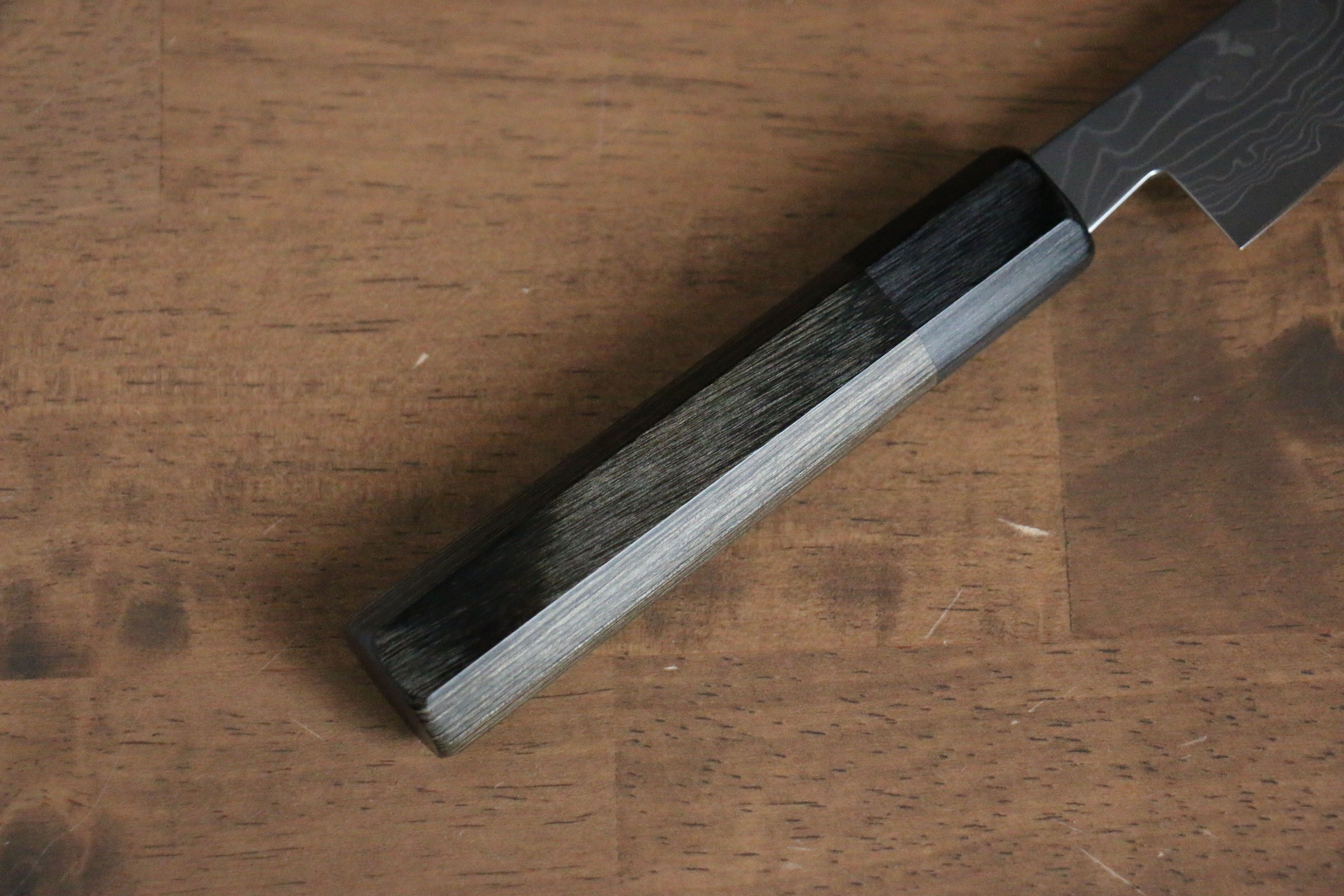 Kajin Cobalt Special Steel Damascus Petty-Utility 135mm Gray Pakka wood Handle - Japanny - Best Japanese Knife
