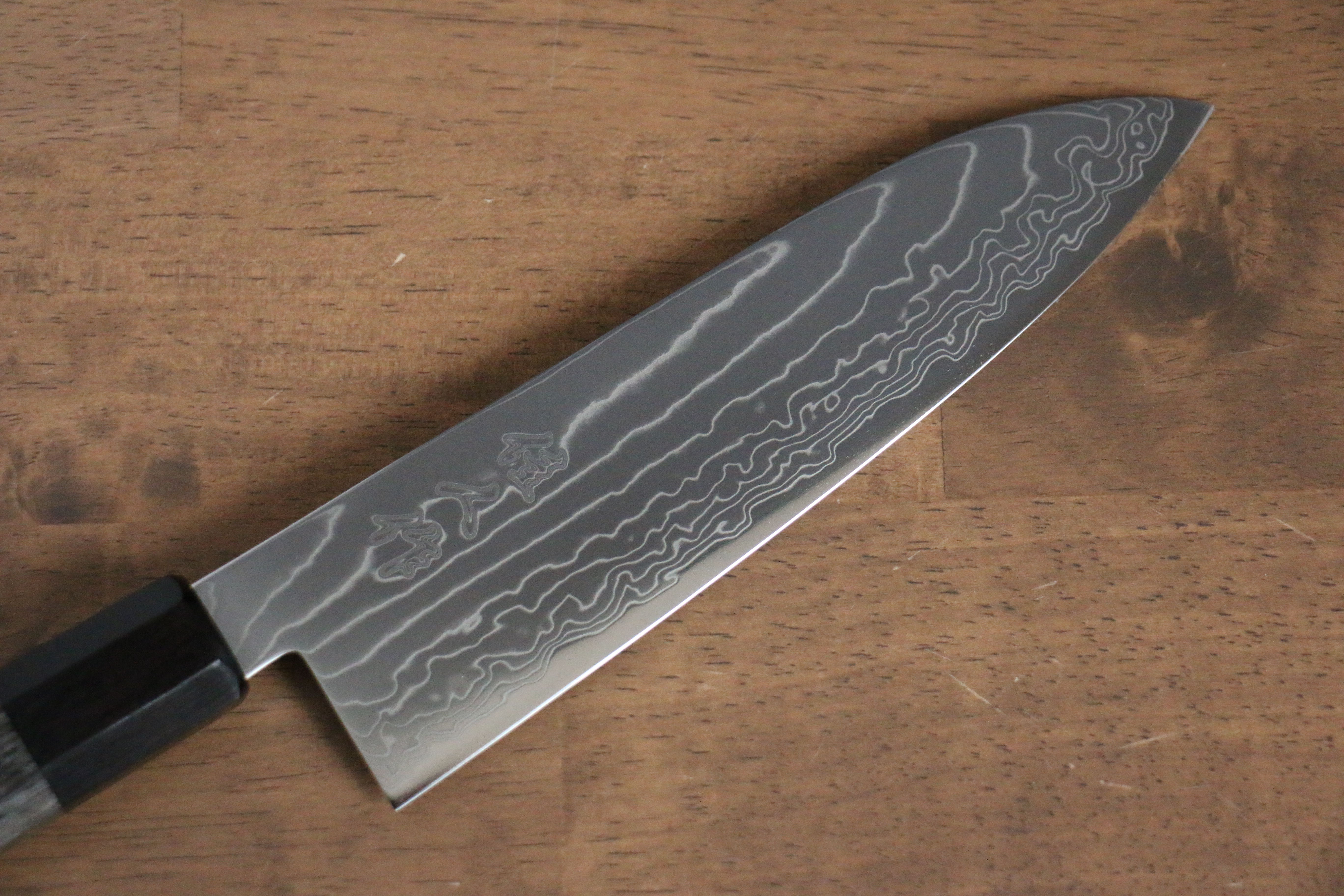 Kajin Cobalt Special Steel Damascus Santoku 180mm Gray Pakka wood Handle - Japanny - Best Japanese Knife