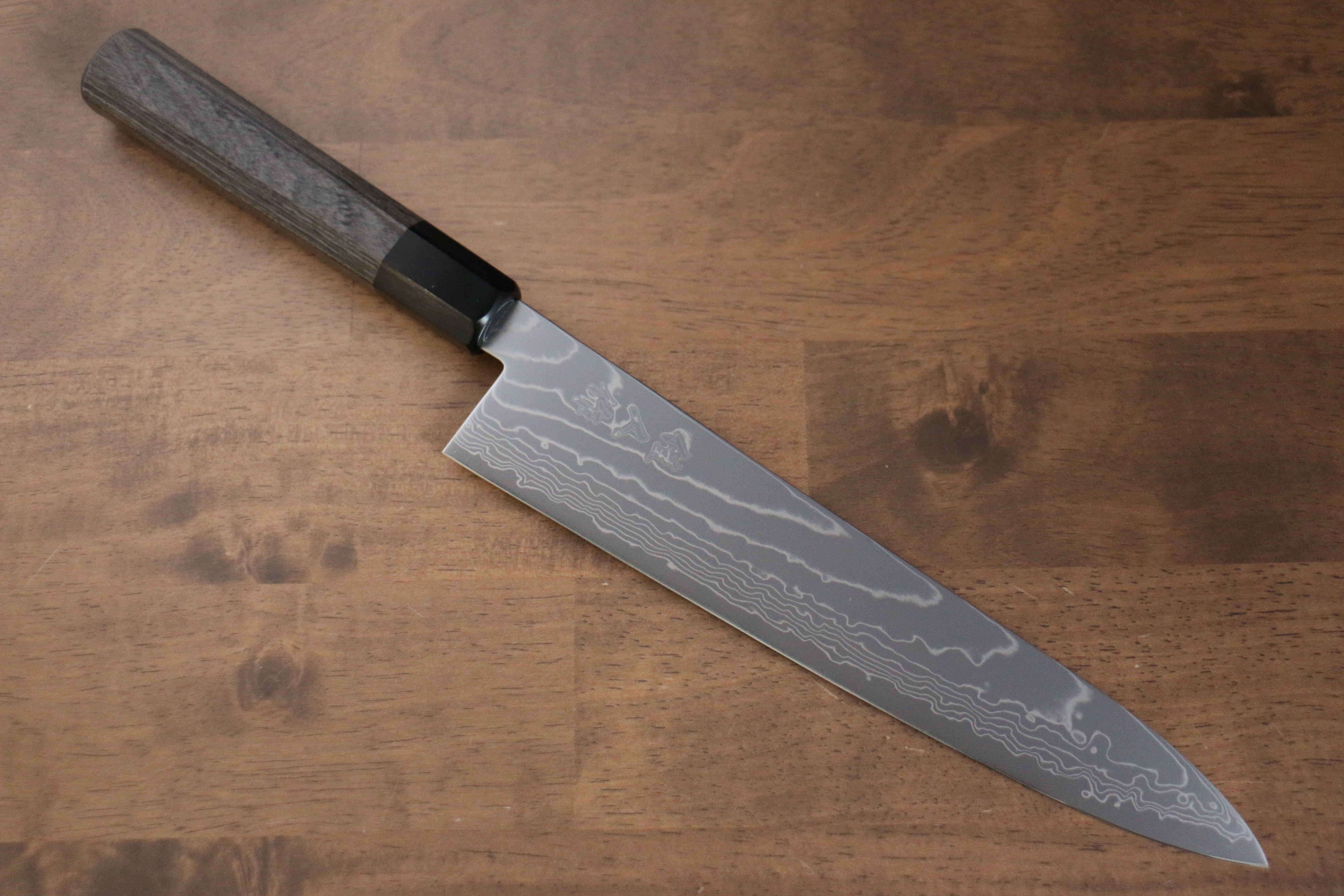 Kajin Cobalt Special Steel Damascus Gyuto 240mm Gray Pakka wood Handle - Japanny - Best Japanese Knife