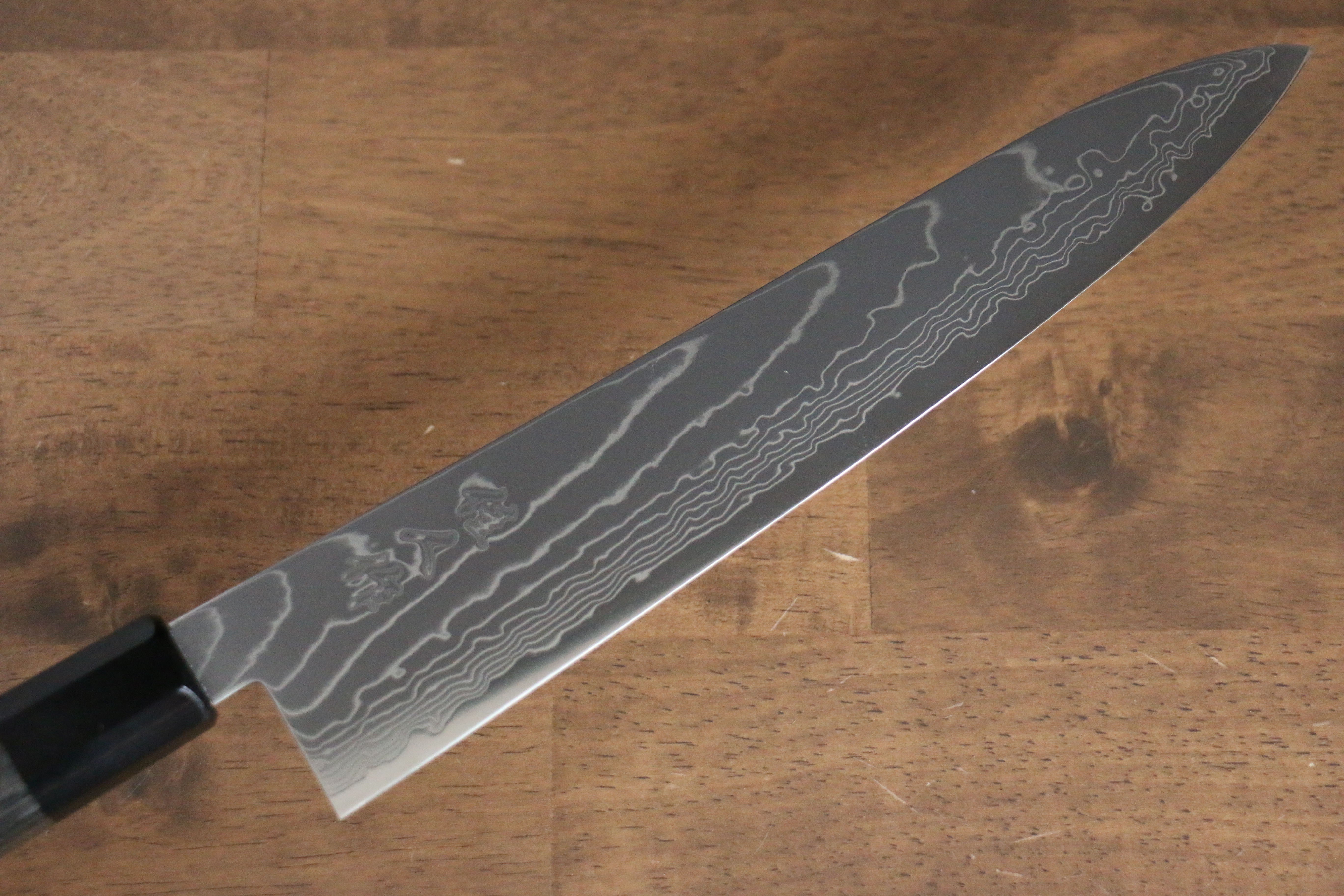 Kajin Cobalt Special Steel Damascus Gyuto 240mm Gray Pakka wood Handle - Japanny - Best Japanese Knife