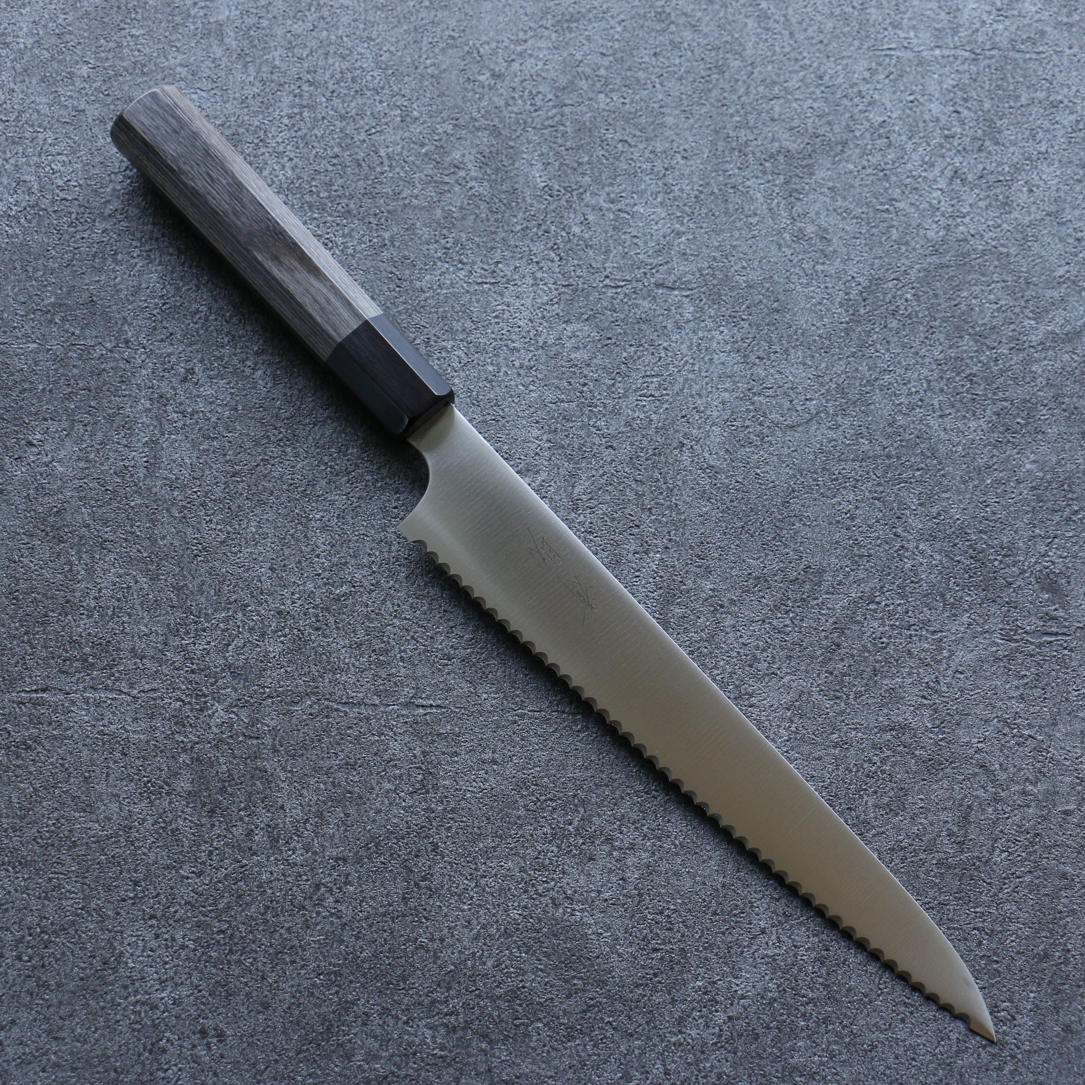 Seisuke Stainless Steel Bread Slicer 240mm Gray Pakka wood Handle - Japanny - Best Japanese Knife