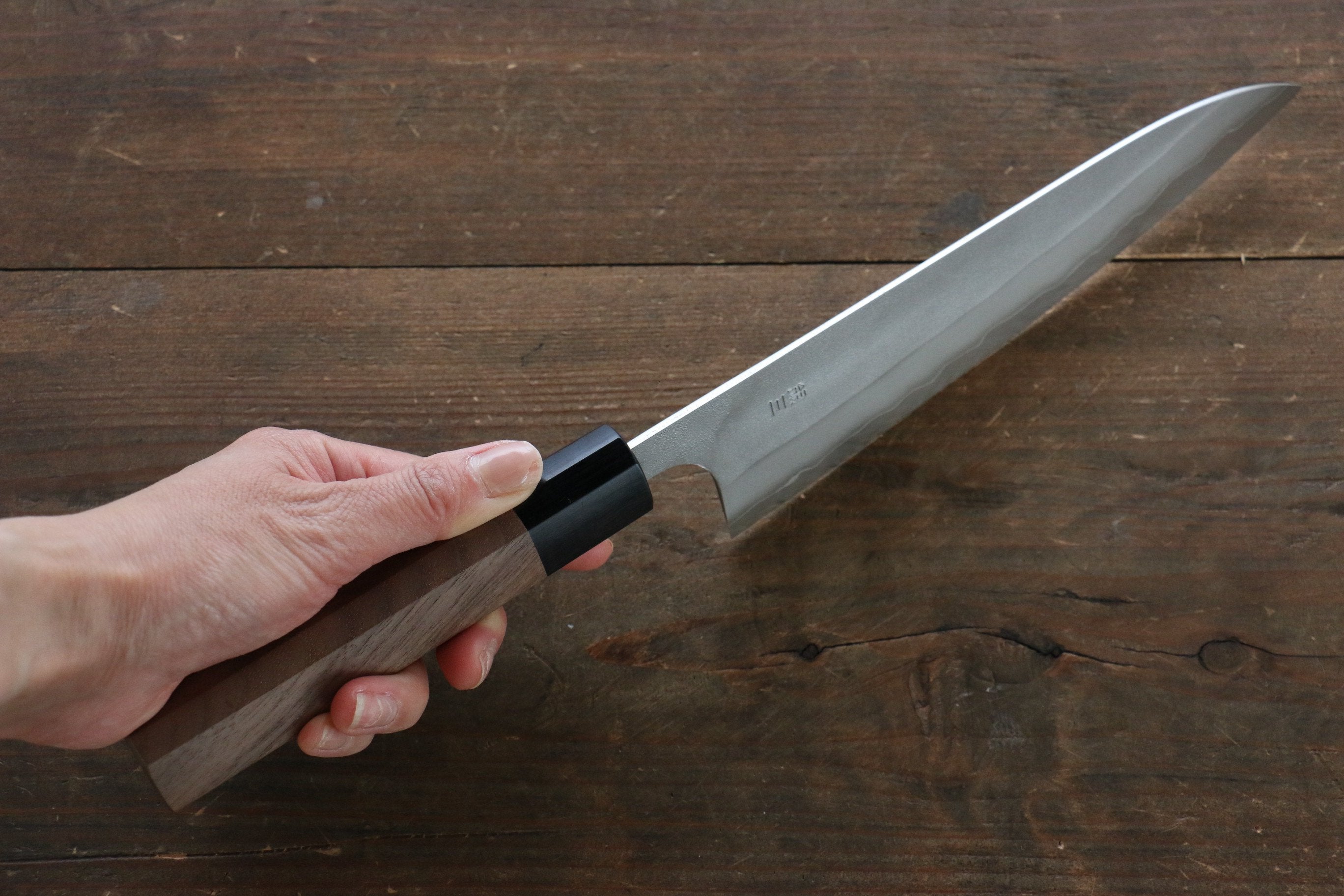 Nao Yamamoto Silver Steel No.3 Nashiji Gyuto 180mm Walnut Handle - Japanny - Best Japanese Knife