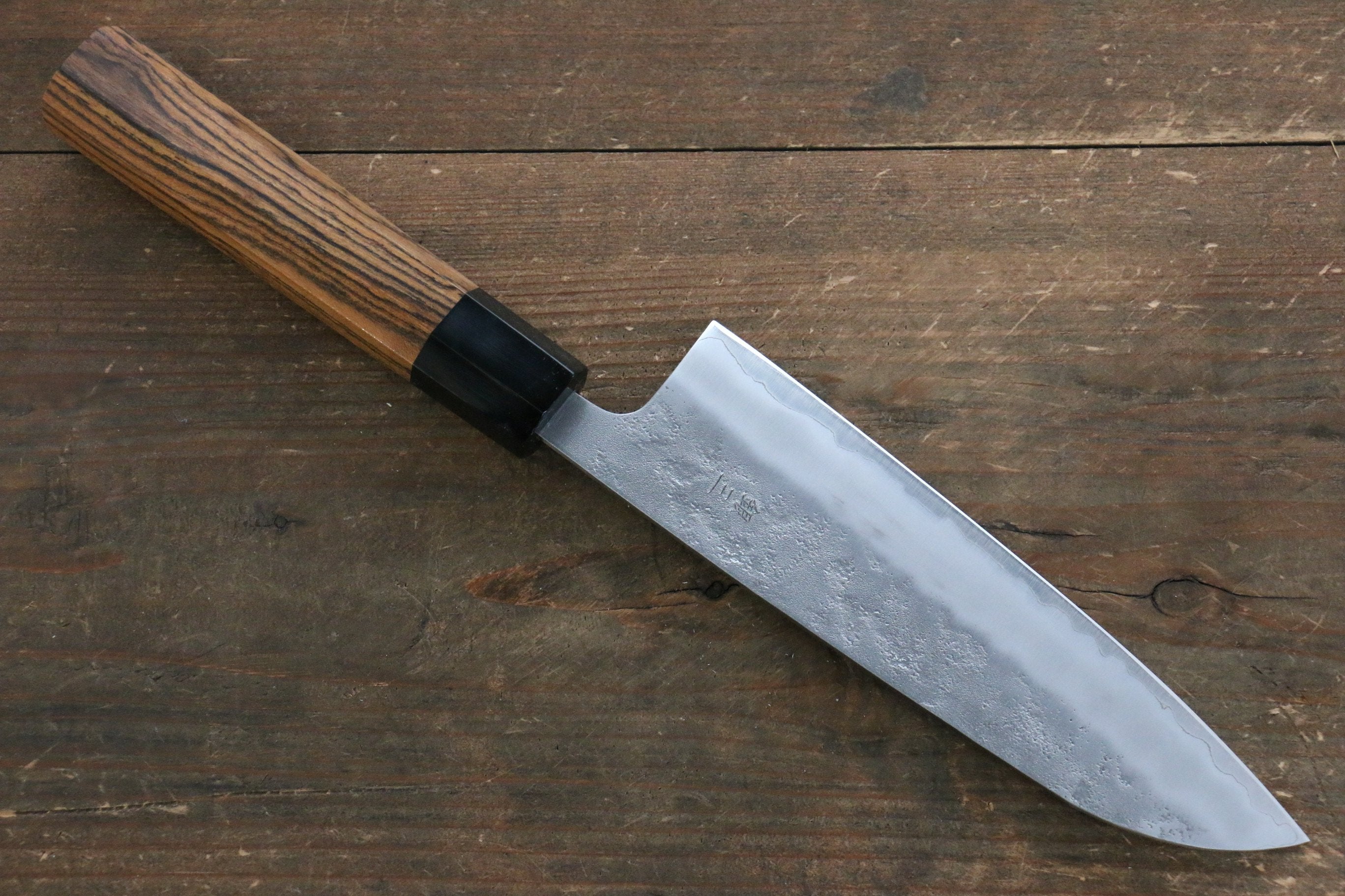 Sakai Takayuki Silver Steel No.3 Nashiji Santoku 170mm Black Persimmon Handle - Japanny - Best Japanese Knife