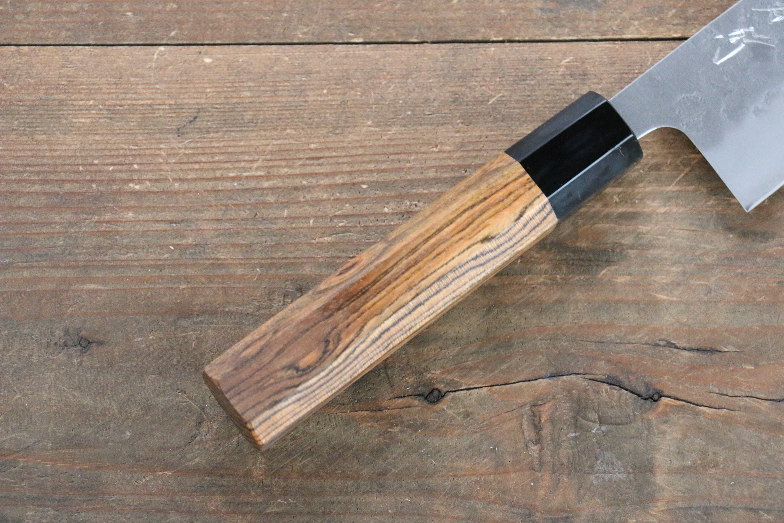 Sakai Takayuki Silver Steel No.3 Nashiji Santoku 170mm Black Persimmon Handle - Japanny - Best Japanese Knife