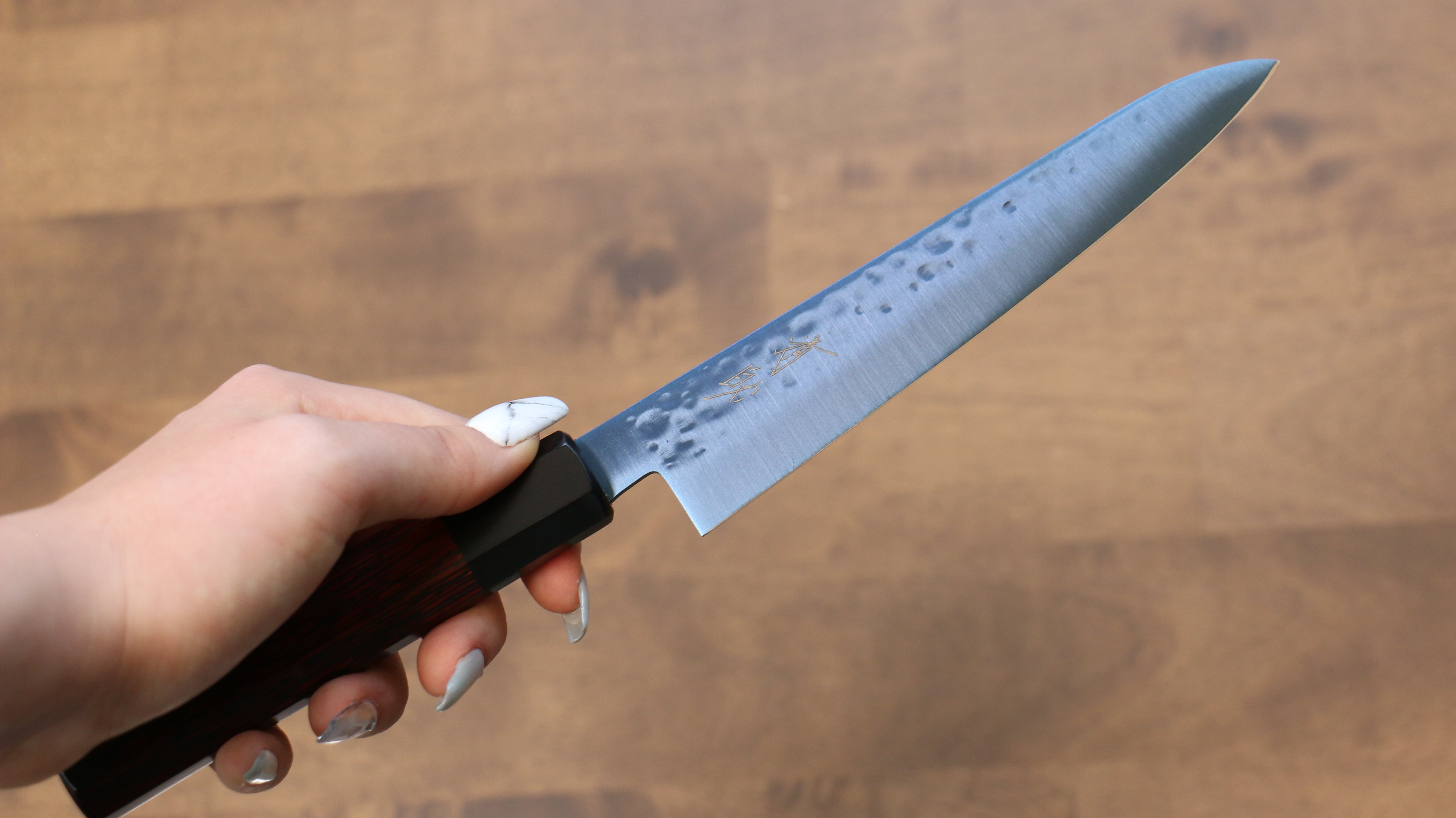 Seisuke SK-85 Ion plating Hammered Petty-Utility 150mm Red Pakka wood Handle - Japanny - Best Japanese Knife