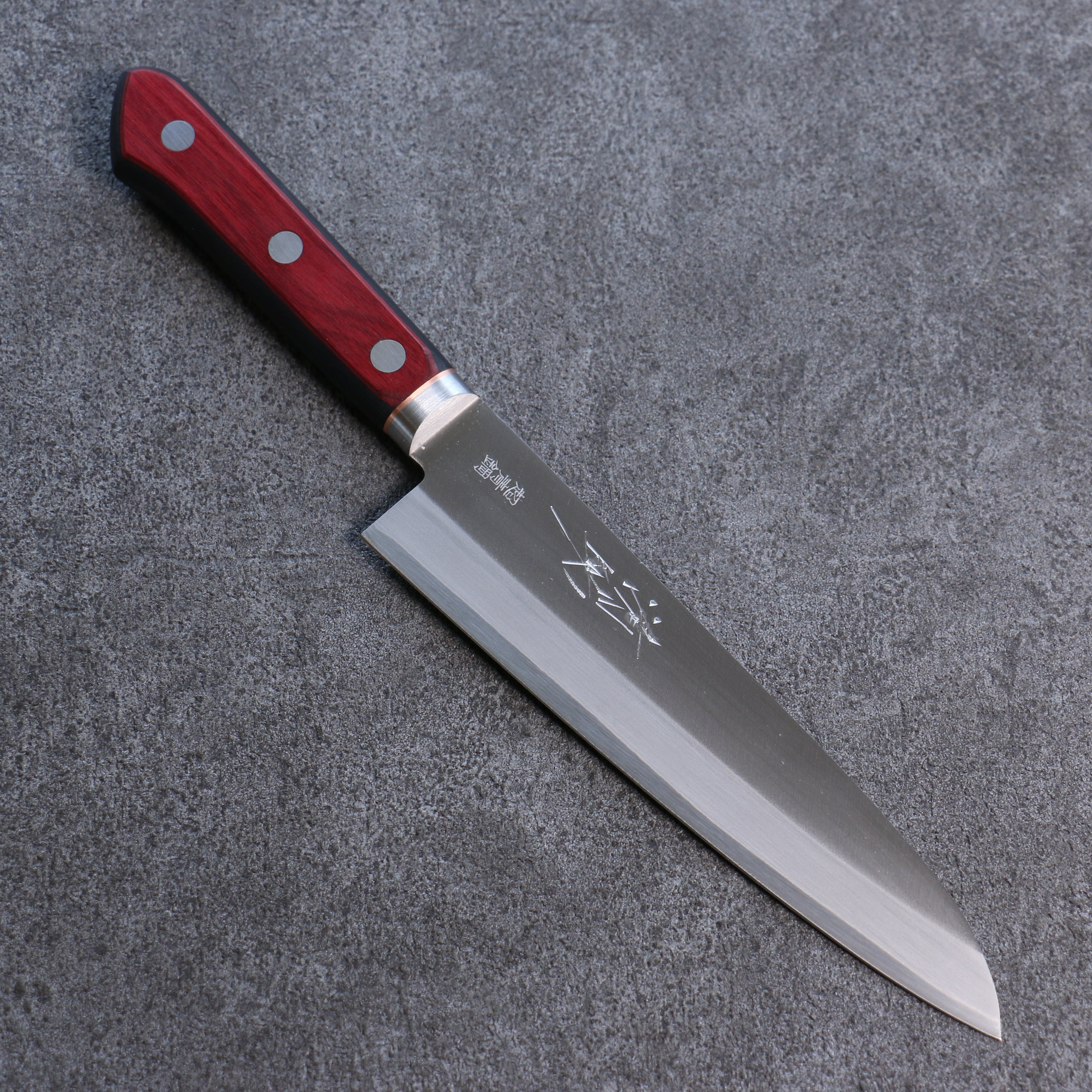 Seisuke Blue Super Migaki Finished Gyuto 180mm Red and Black Pakka wood Handle - Japanny - Best Japanese Knife