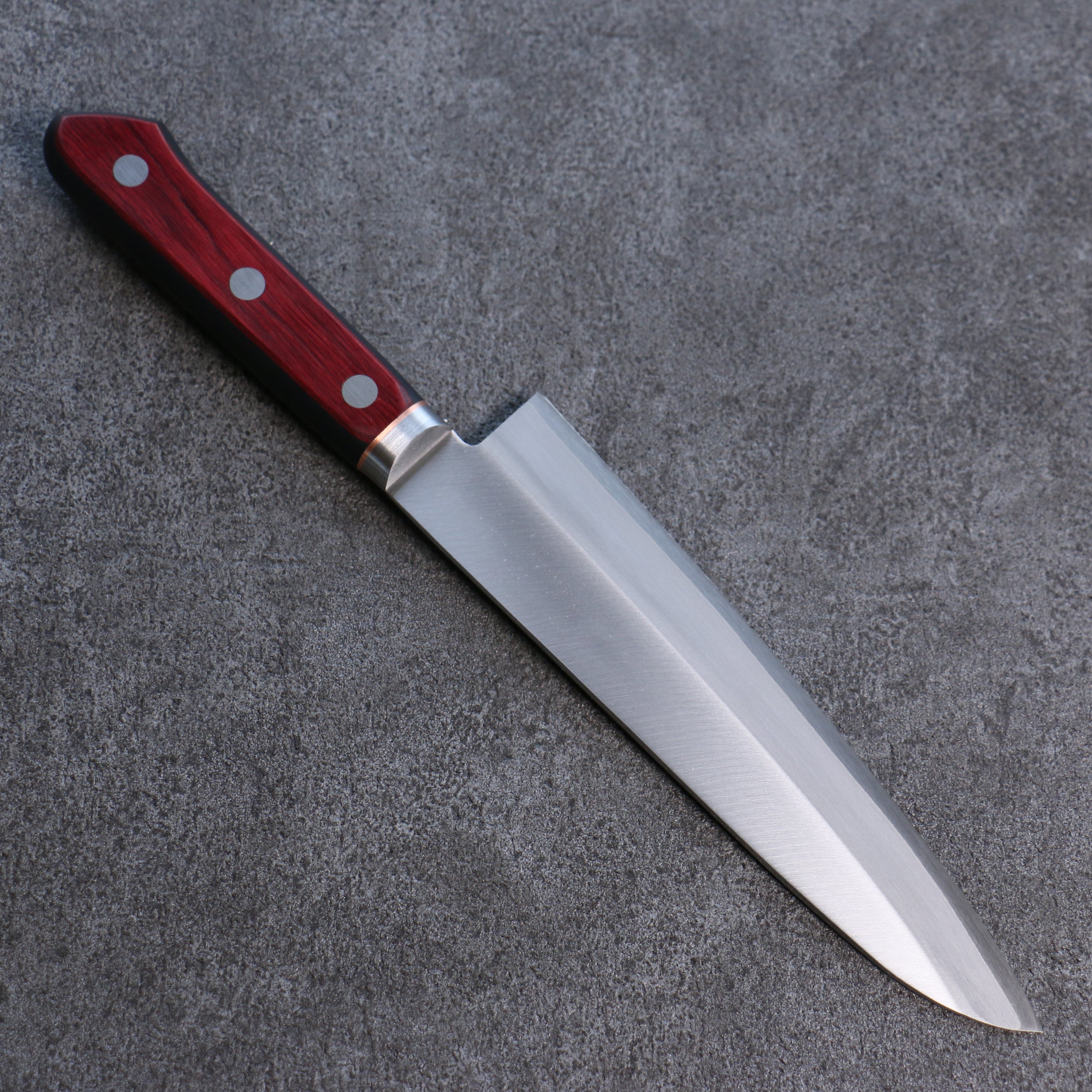 Seisuke Blue Super Migaki Finished Gyuto 180mm Red and Black Pakka wood Handle - Japanny - Best Japanese Knife