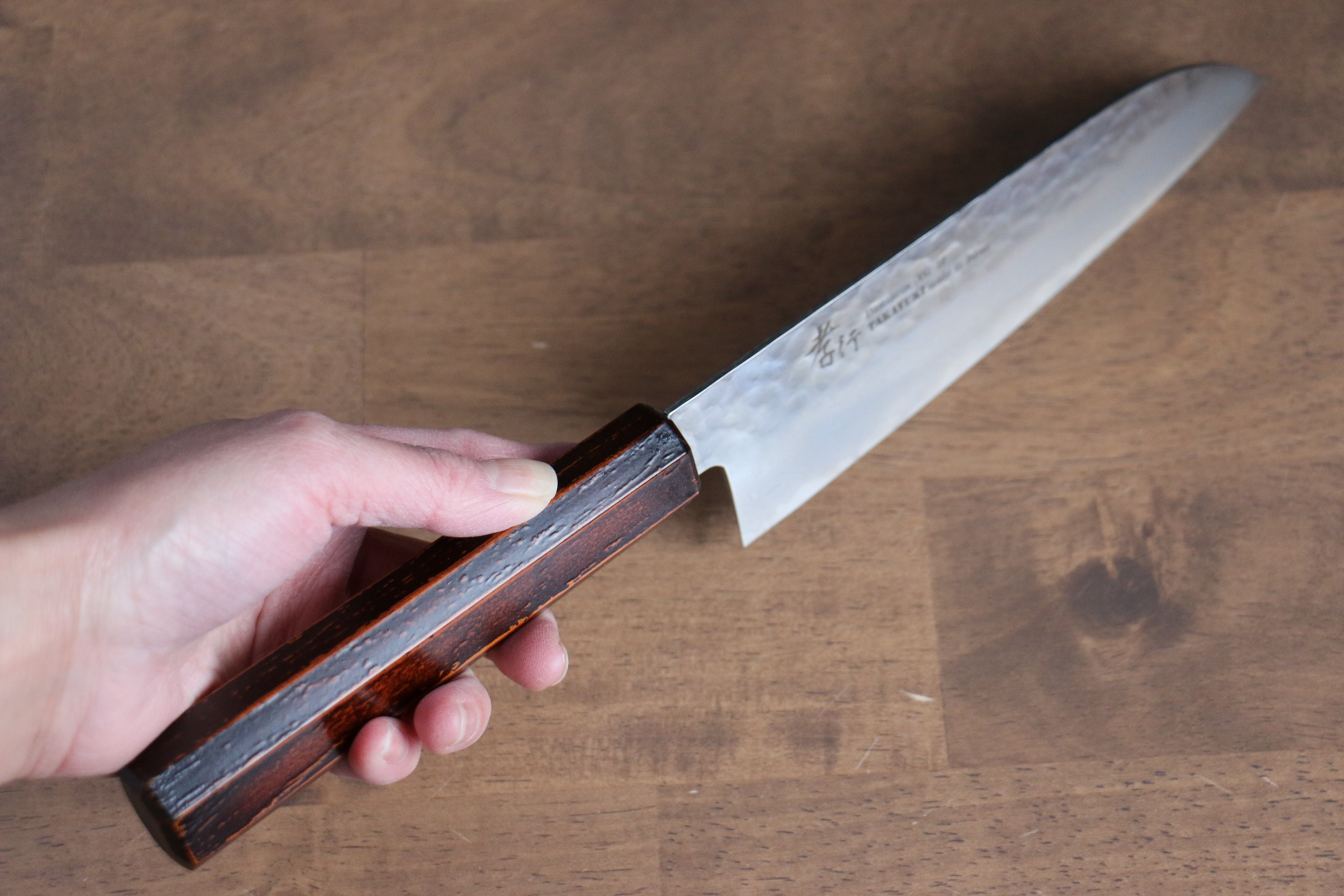 Sakai Takayuki Nanairo VG10 33 Layer Santoku 180mm ABS resin(Retro wood grain) Handle - Japanny - Best Japanese Knife