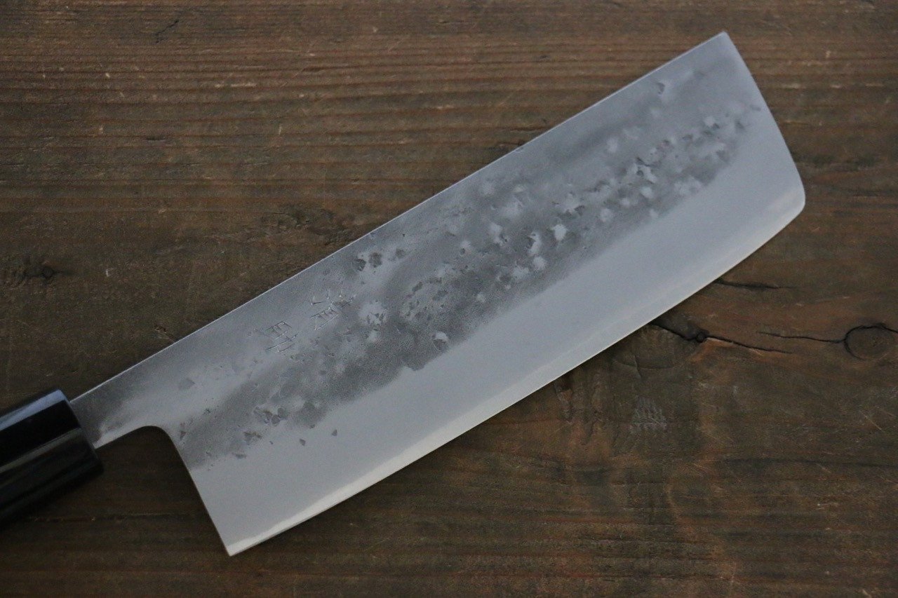 Seisuke Blue Steel No.2 Nashiji Nakiri 165mm Chestnut Handle - Japanny - Best Japanese Knife