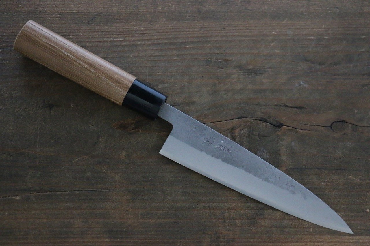 Seisuke Blue Steel No.2 Nashiji Petty-Utility 135mm Chestnut Handle - Japanny - Best Japanese Knife