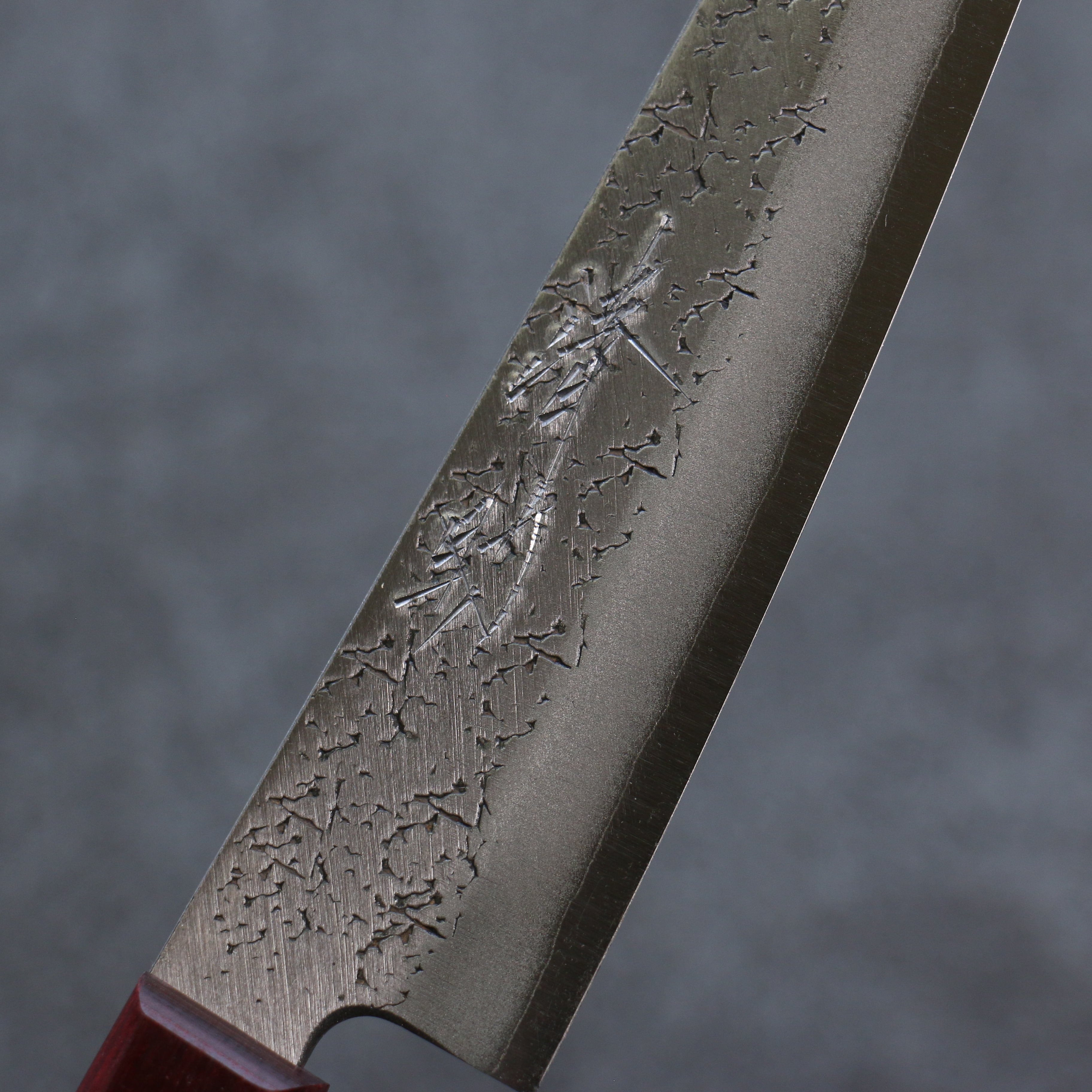 Seisuke Blue Super Hammered Petty-Utility 150mm Red Pakka wood Handle - Japanny - Best Japanese Knife