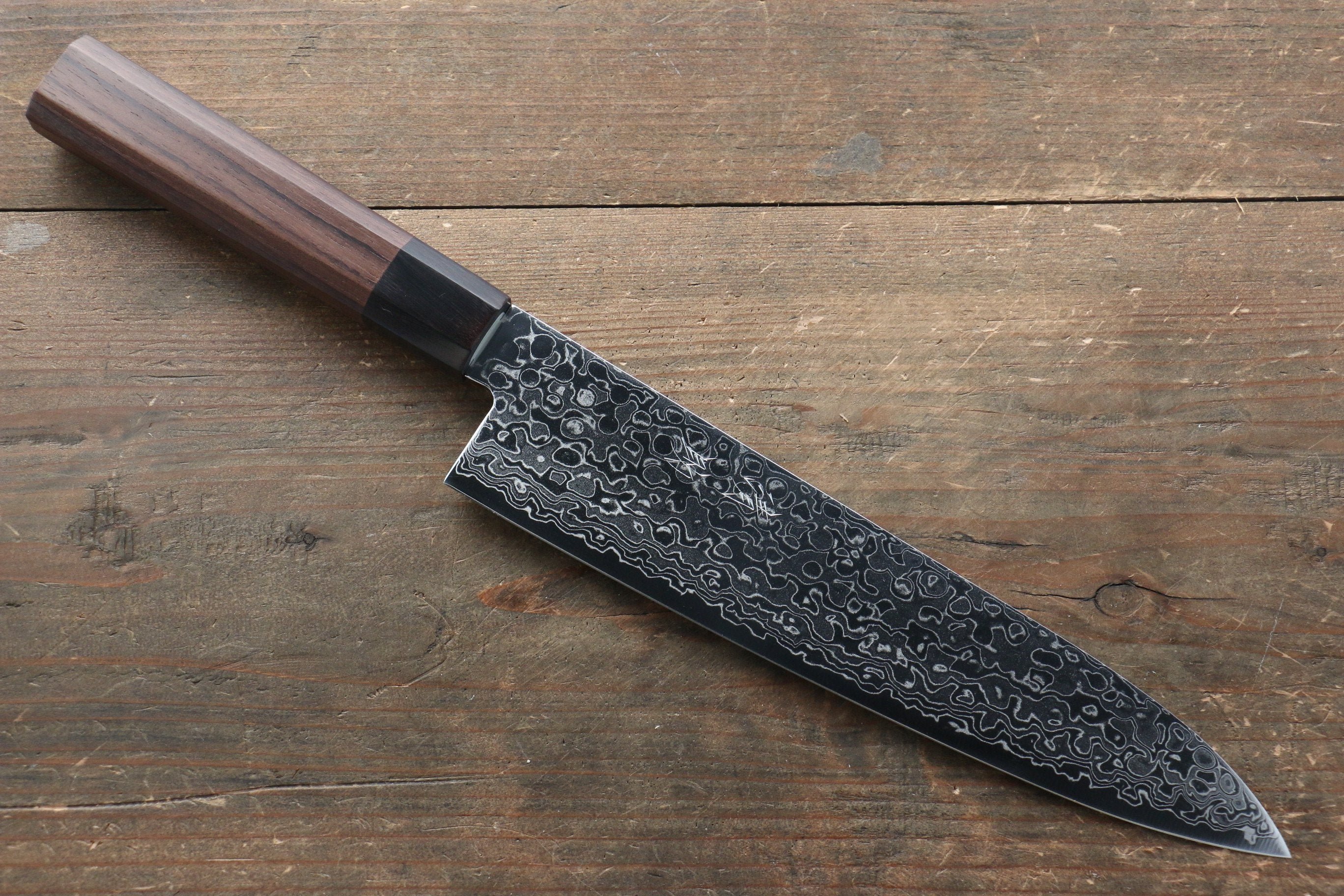 Seisuke AUS10 Damascus Gyuto 210mm Shitan Handle - Japanny - Best Japanese Knife