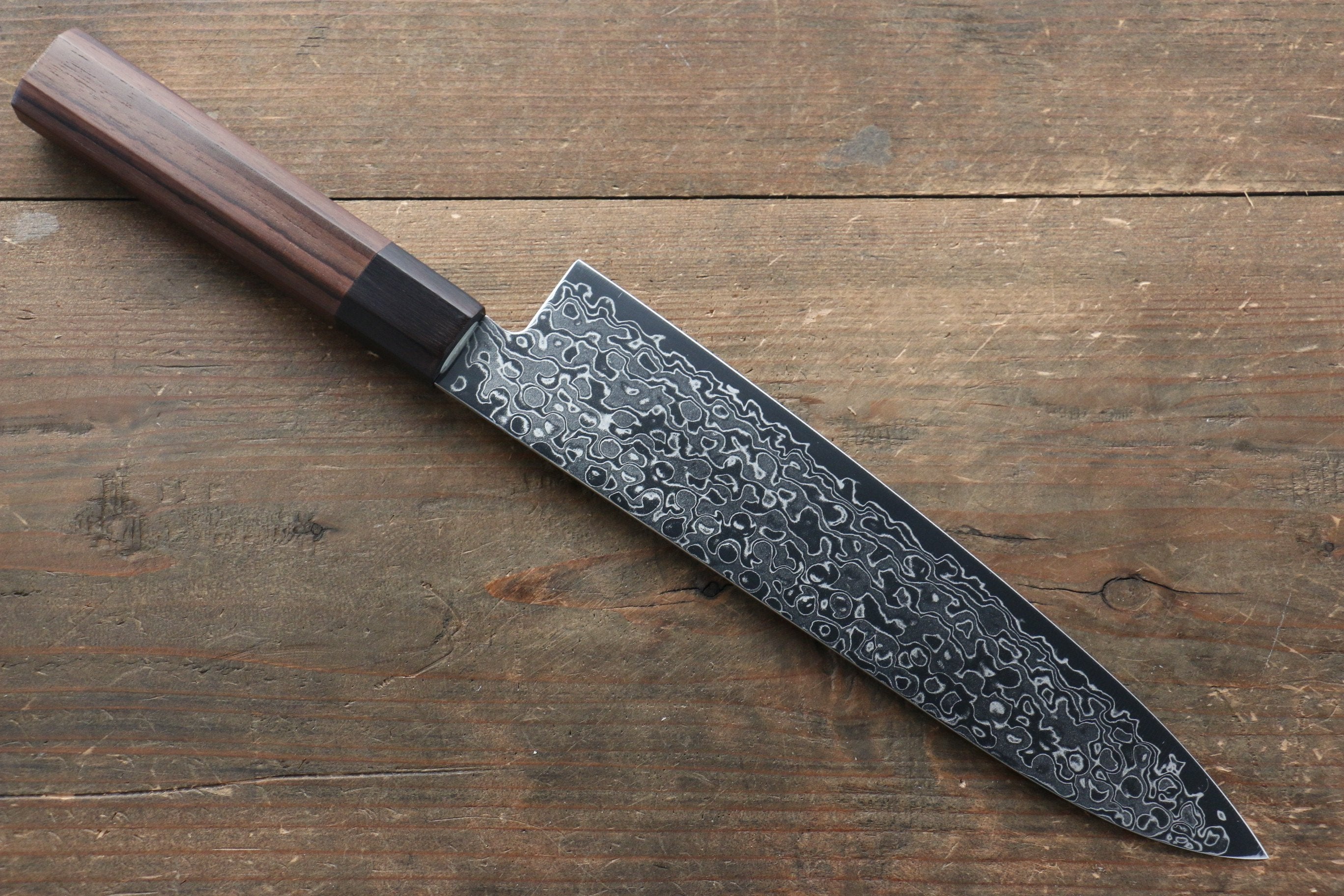 Seisuke AUS10 Damascus Gyuto 210mm Shitan Handle - Japanny - Best Japanese Knife