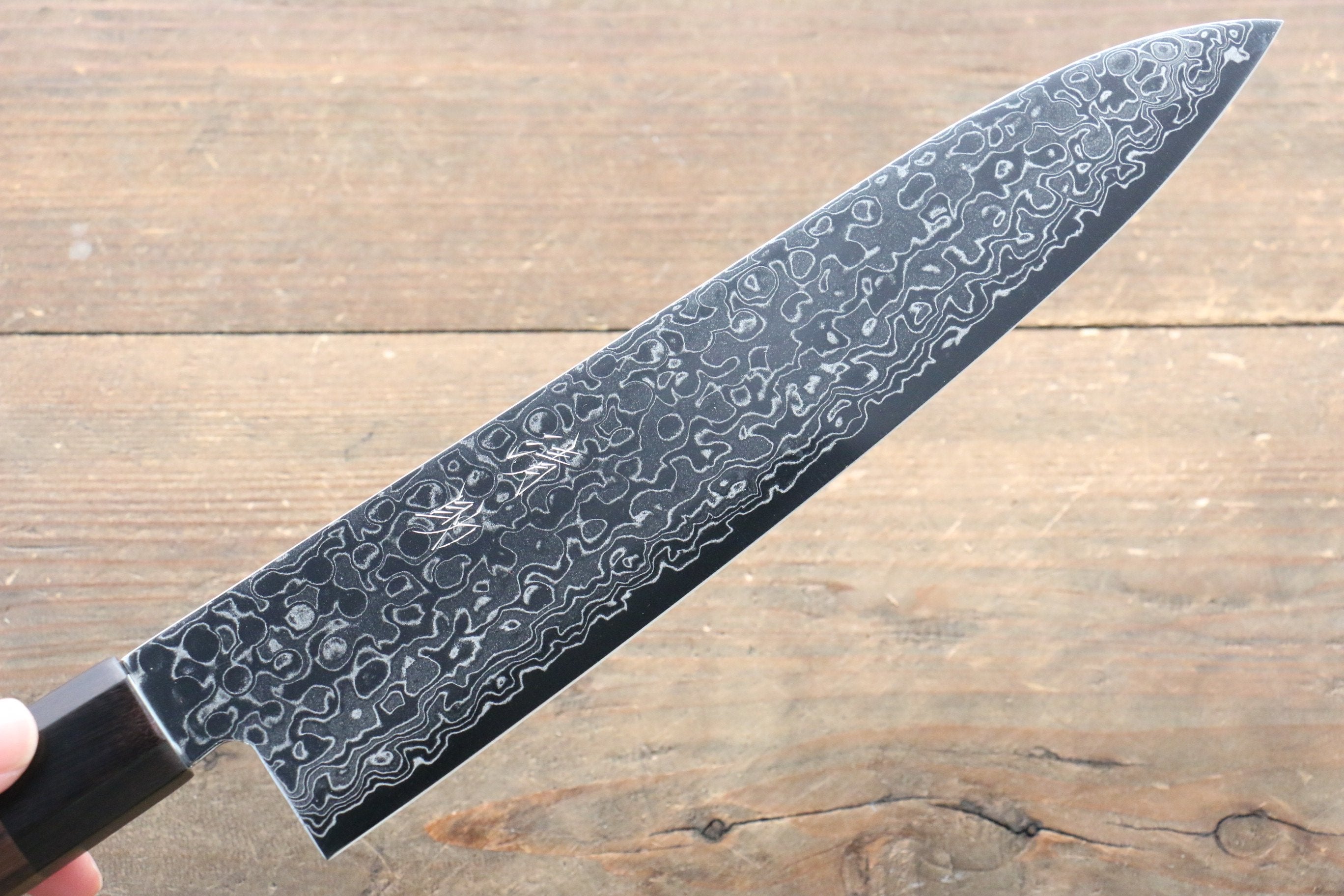 Seisuke AUS10 Damascus Gyuto 210mm Shitan Handle - Japanny - Best Japanese Knife