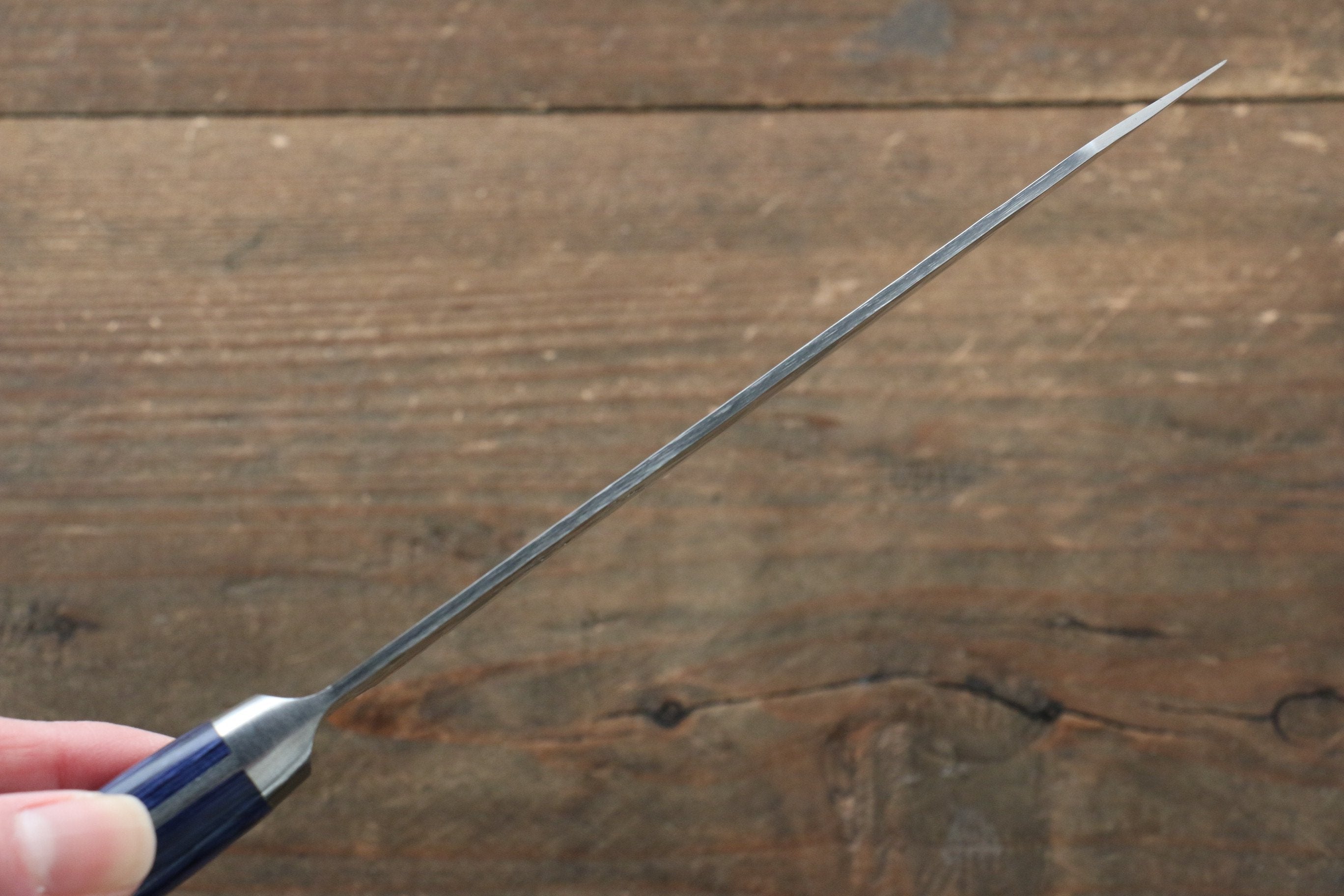 Seisuke Aotsuchi AUS10 Hammered Kiritsuke Petty-Utility 140mm Blue Pakka wood Handle - Japanny - Best Japanese Knife