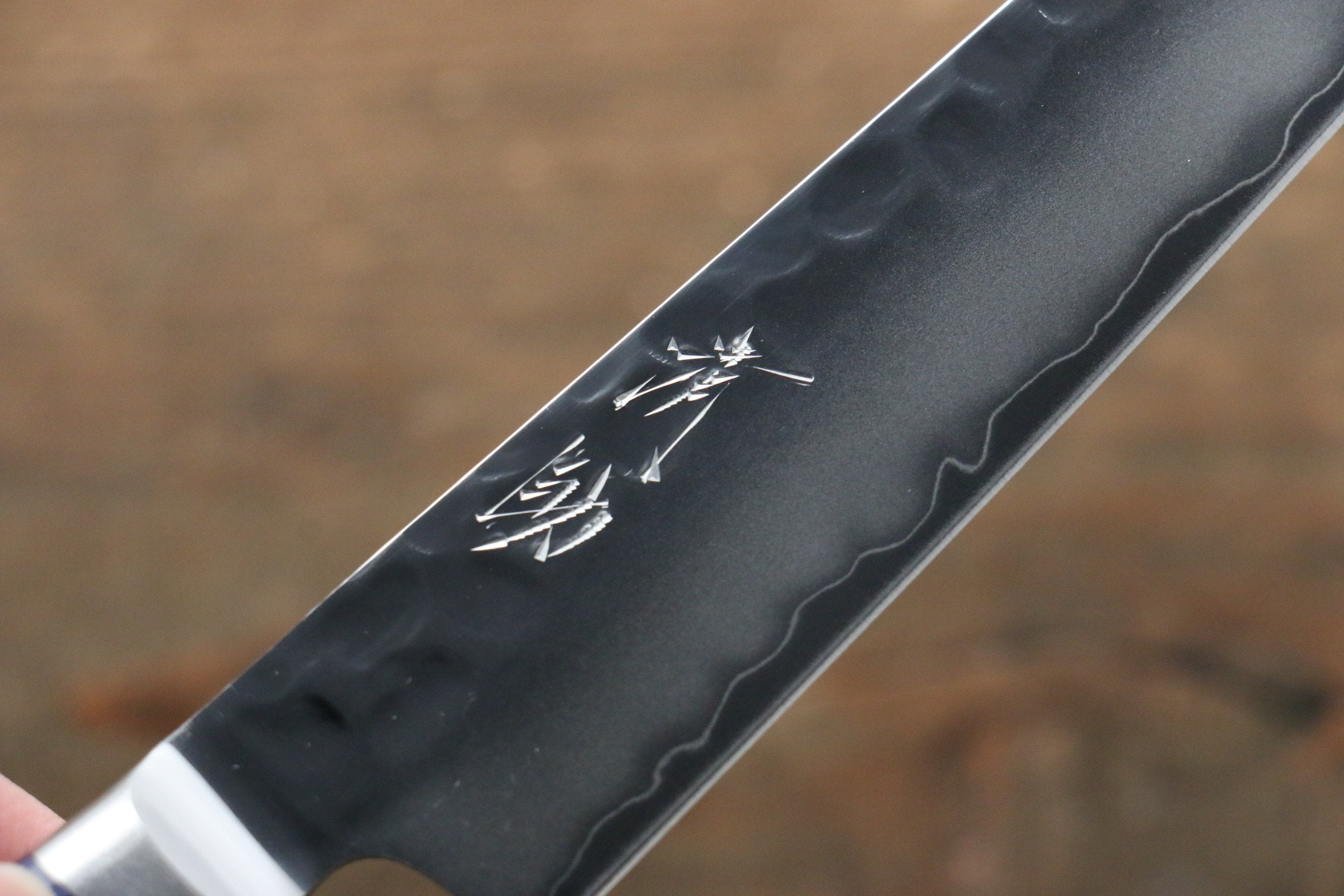 Seisuke Aotsuchi AUS10 Hammered Kiritsuke Petty-Utility 140mm Blue Pakka wood Handle - Japanny - Best Japanese Knife