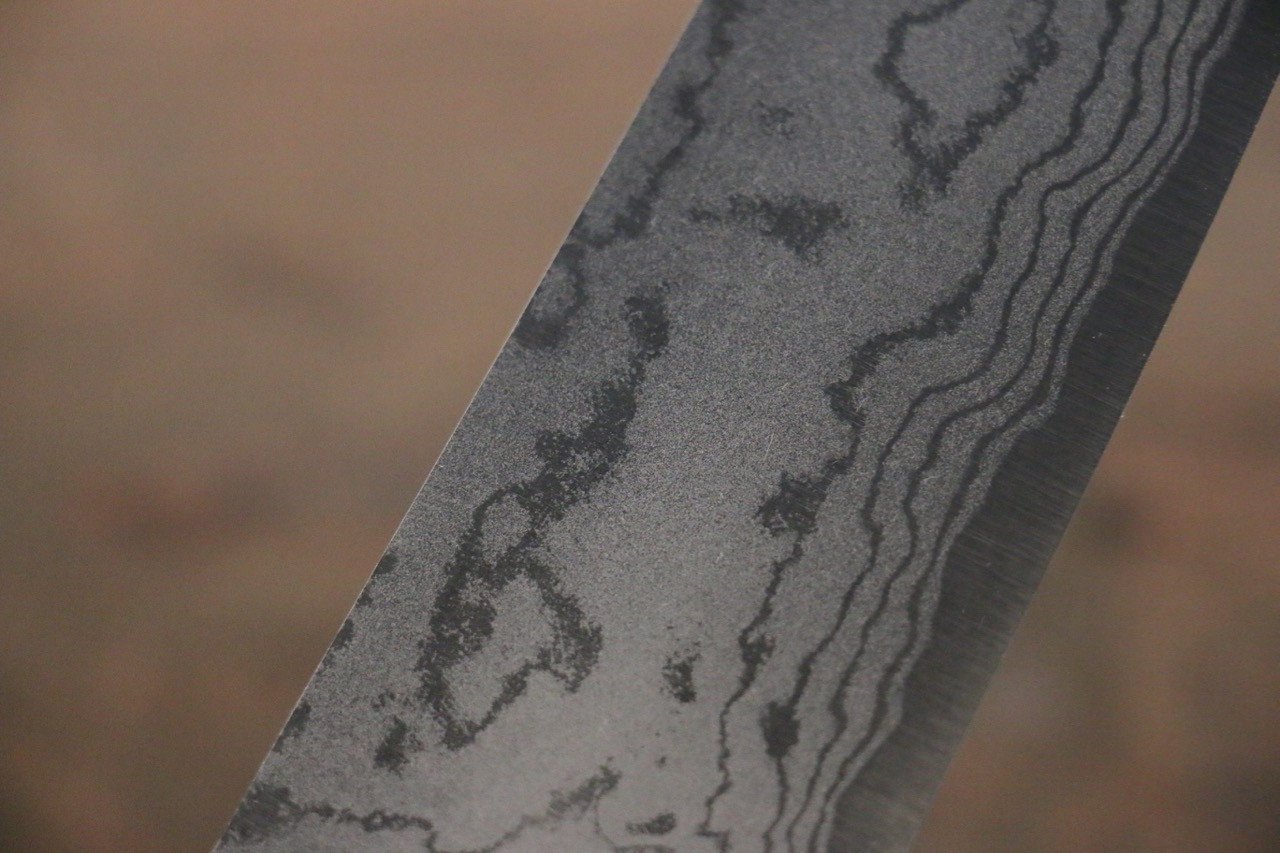 Shungo Ogata White Steel No.2 Damascus Migaki Finished Santoku 180mm Shitan Handle - Japanny - Best Japanese Knife