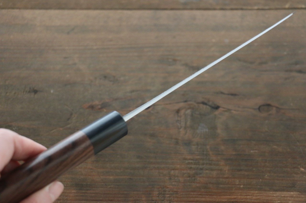 Shungo Ogata White Steel No.2 Damascus Migaki Finished Santoku 180mm Shitan Handle - Japanny - Best Japanese Knife