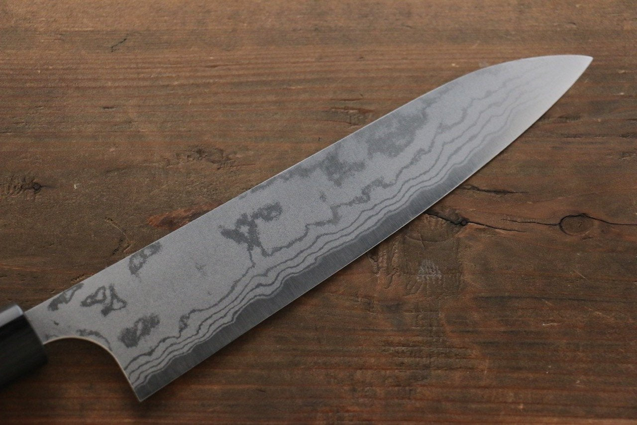 Shungo Ogata White Steel No.2 Damascus Migaki Finished Gyuto 210mm Shitan Handle - Japanny - Best Japanese Knife