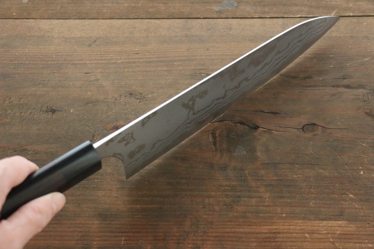 Shungo Ogata White Steel No.2 Damascus Migaki Finished Gyuto 210mm Shitan Handle - Japanny - Best Japanese Knife