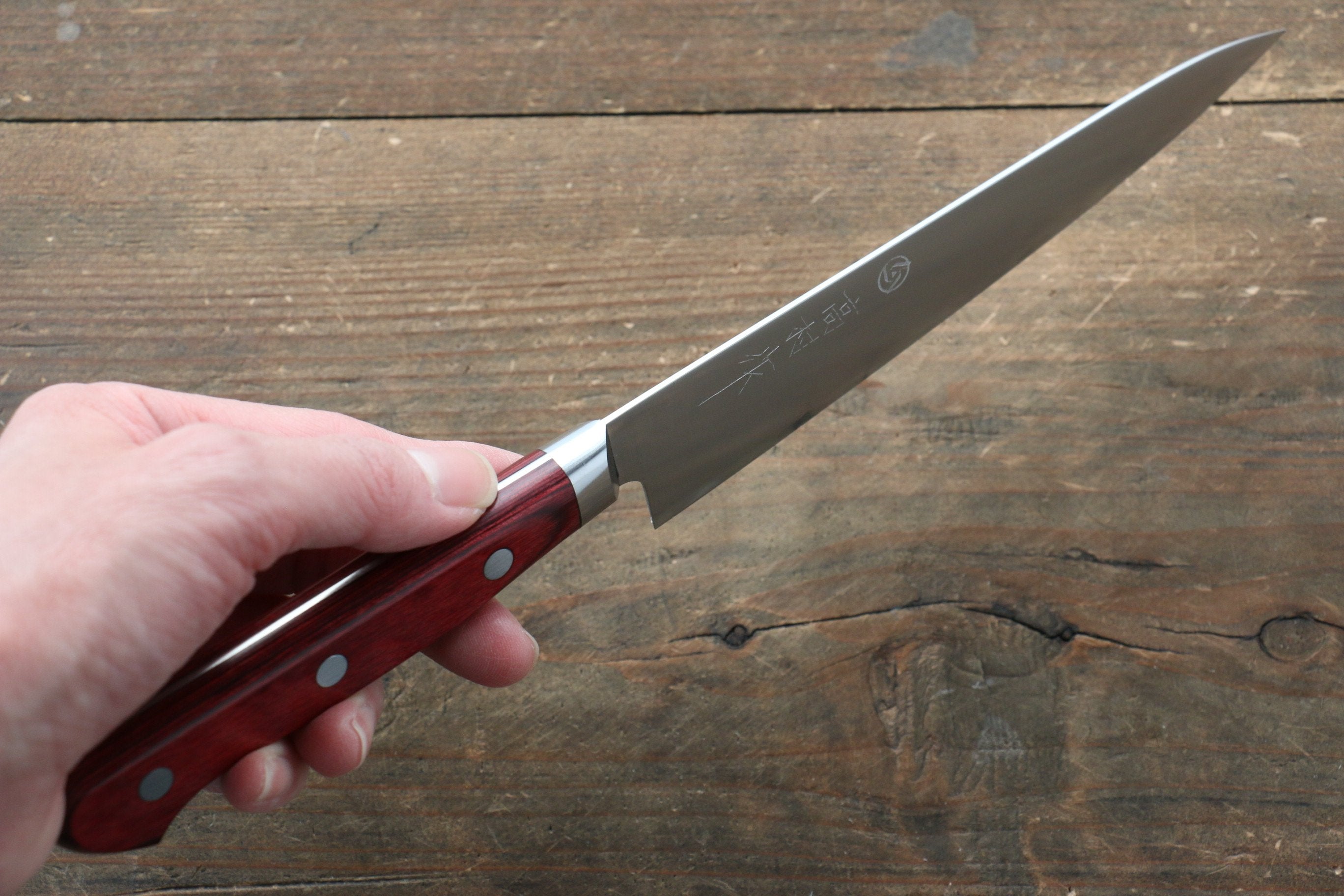 Takamura Knives SG2 Petty-Utility 150mm with Red Pakka wood Handle - Japanny - Best Japanese Knife