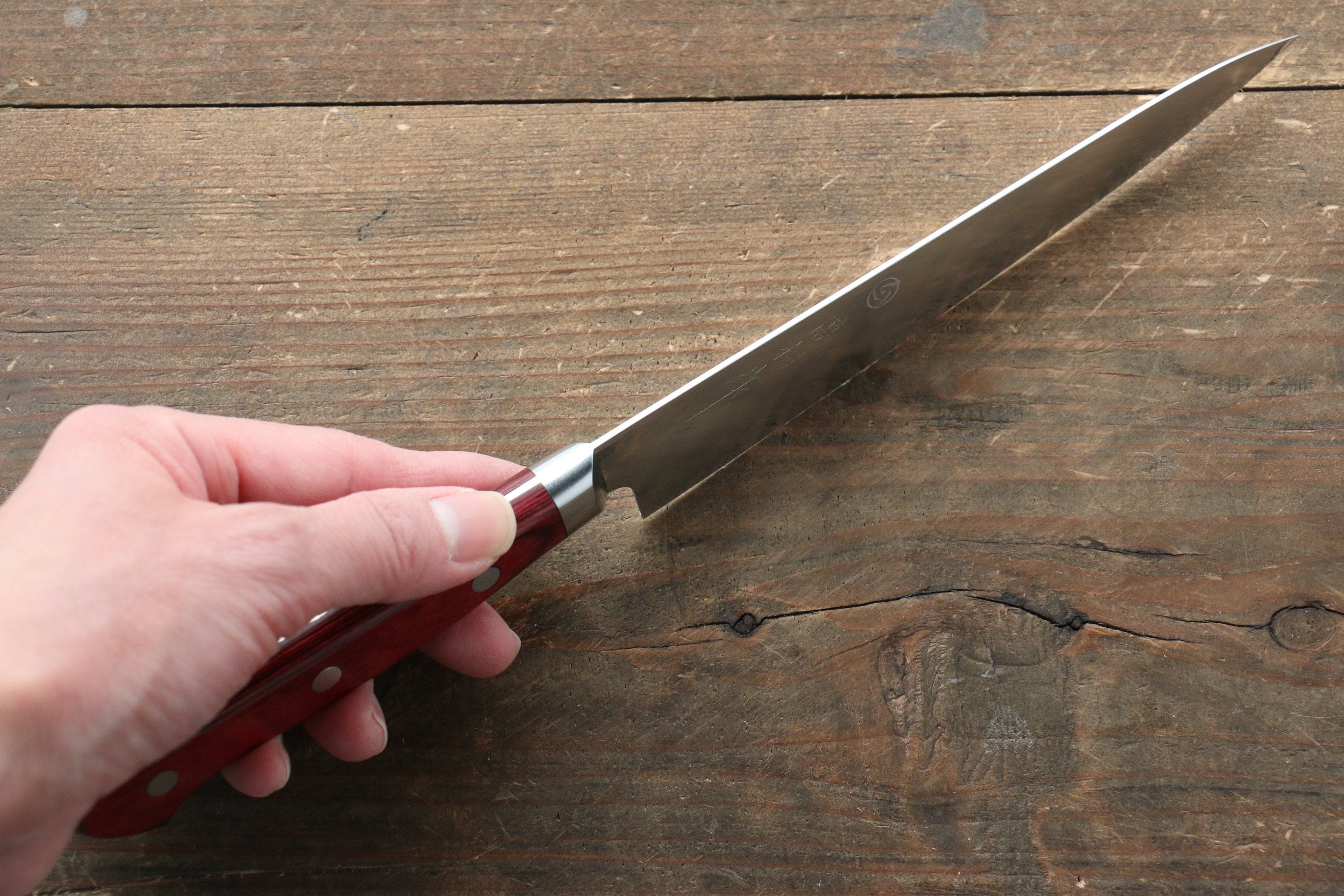 Takamura Knives SG2 Petty-Utility 150mm with Red Pakka wood Handle - Japanny - Best Japanese Knife