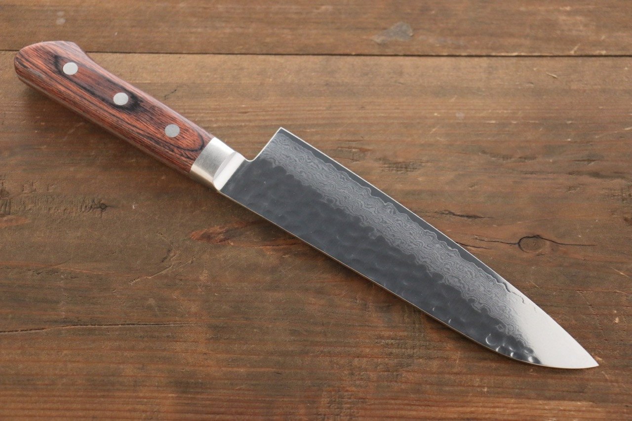 Seisuke VG10 33 Layer Damascus Santoku 180mm Mahogany Handle - Japanny - Best Japanese Knife