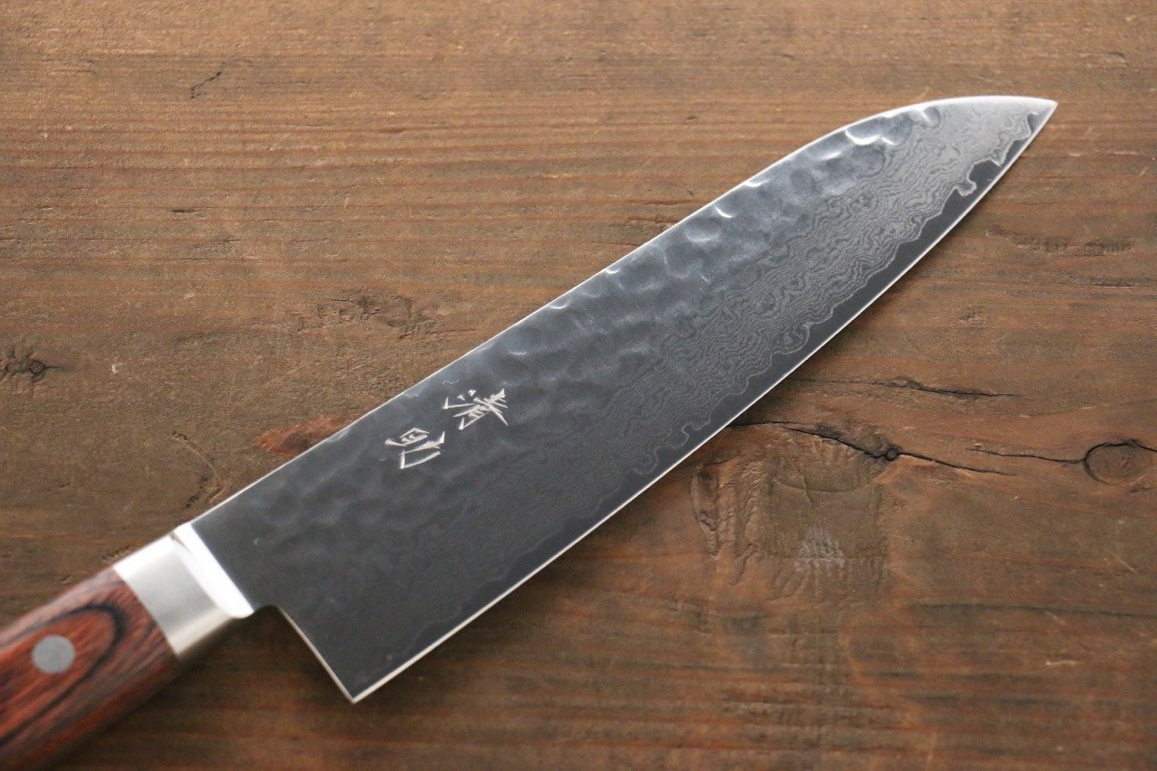 Seisuke VG10 33 Layer Damascus Santoku 180mm Mahogany Handle - Japanny - Best Japanese Knife