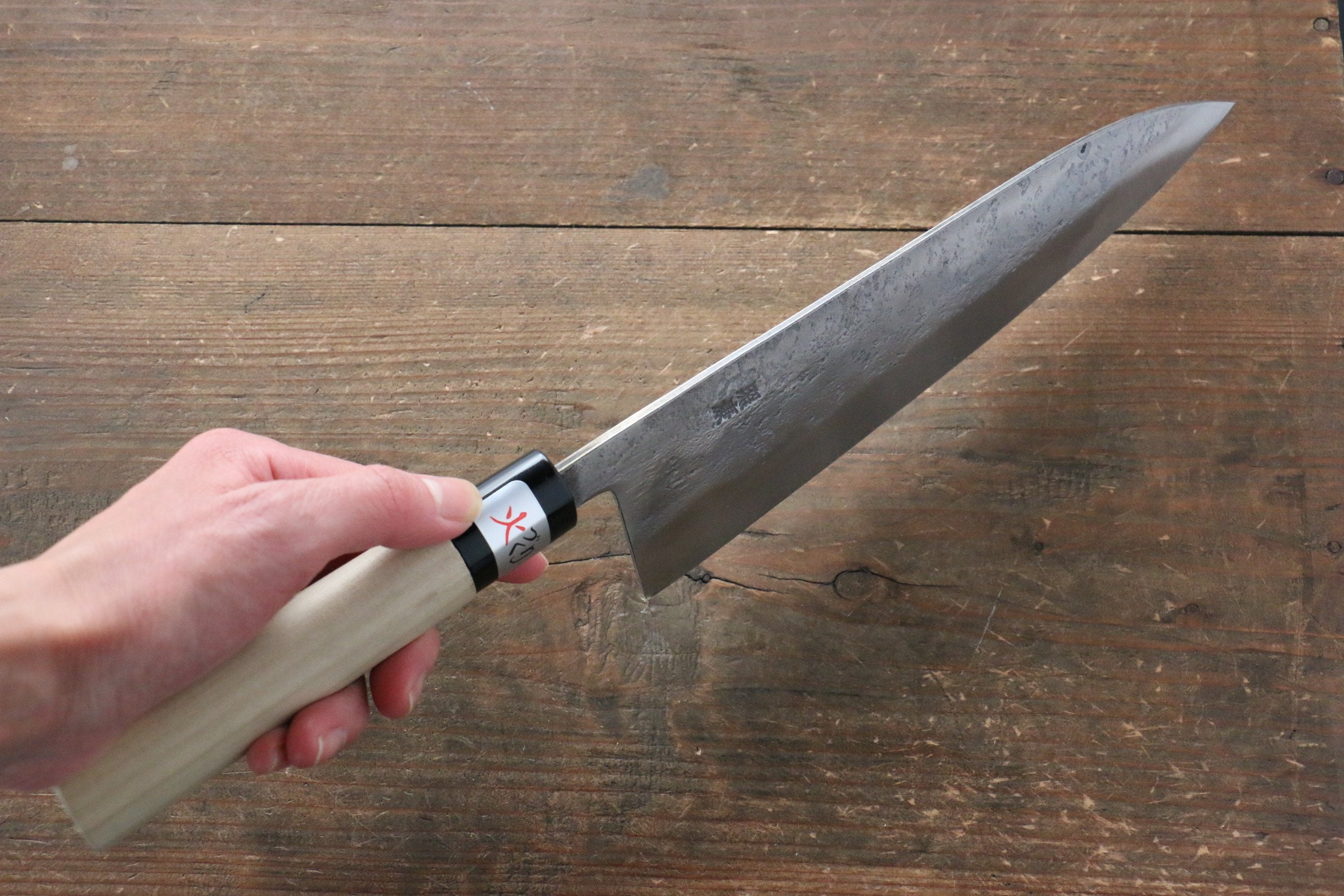 Fujiwara Teruyasu White Steel No.1 Nashiji Gyuto 210mm with Magnolia Handle - Japanny - Best Japanese Knife