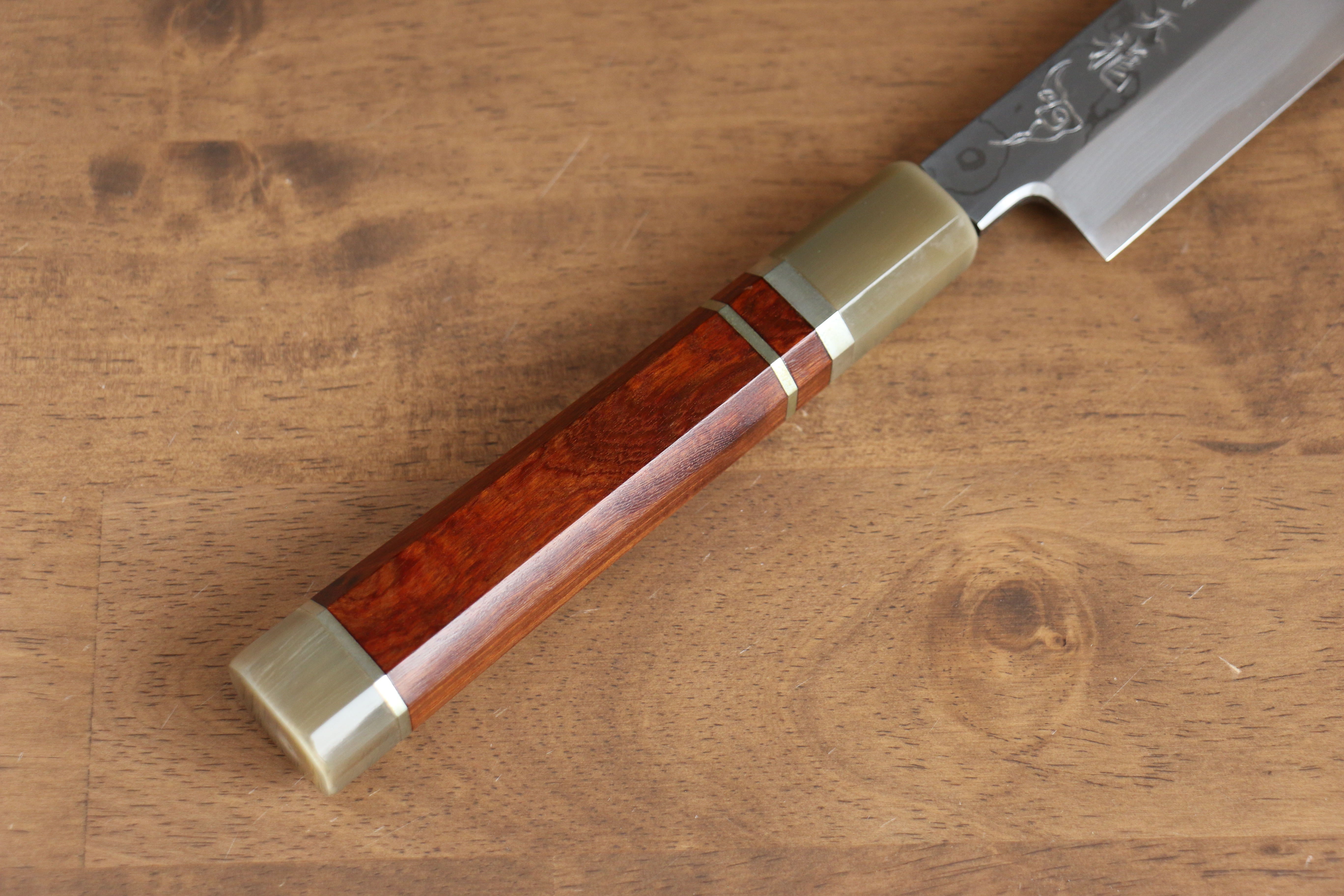 Sakai Takayuki Tenryu Uzushio Blue Steel No.2 Dragon Engraved Yanagiba 300mm Red Ebony Wood Handle with Sheath - Japanny - Best Japanese Knife