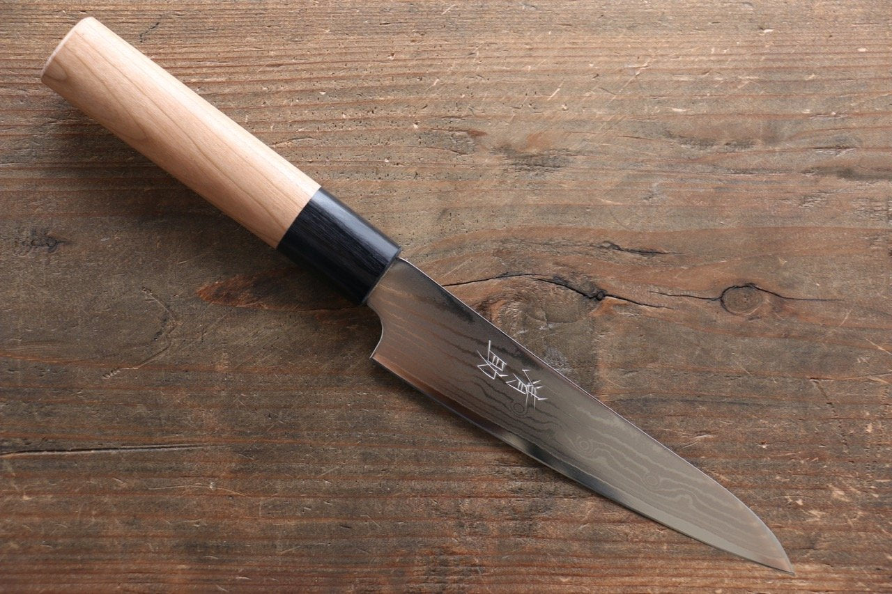 Seisuke VG10 37 Layer Damascus Petty-Utility 130mm Cherry Tree Handle - Japanny - Best Japanese Knife