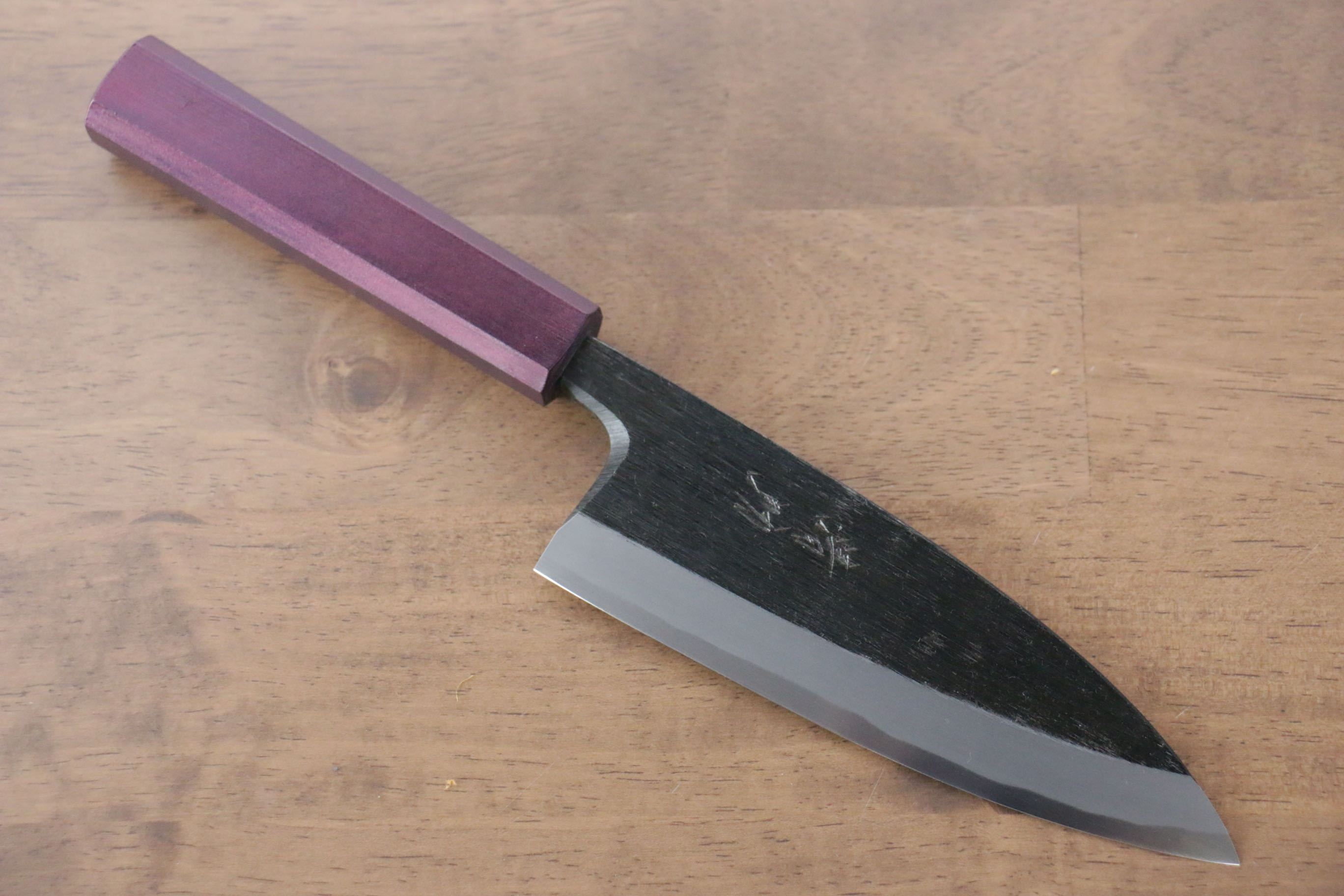 Seisuke White Steel No.2 Kurouchi Deba 150mm Purple Lacquered Handle - Japanny - Best Japanese Knife