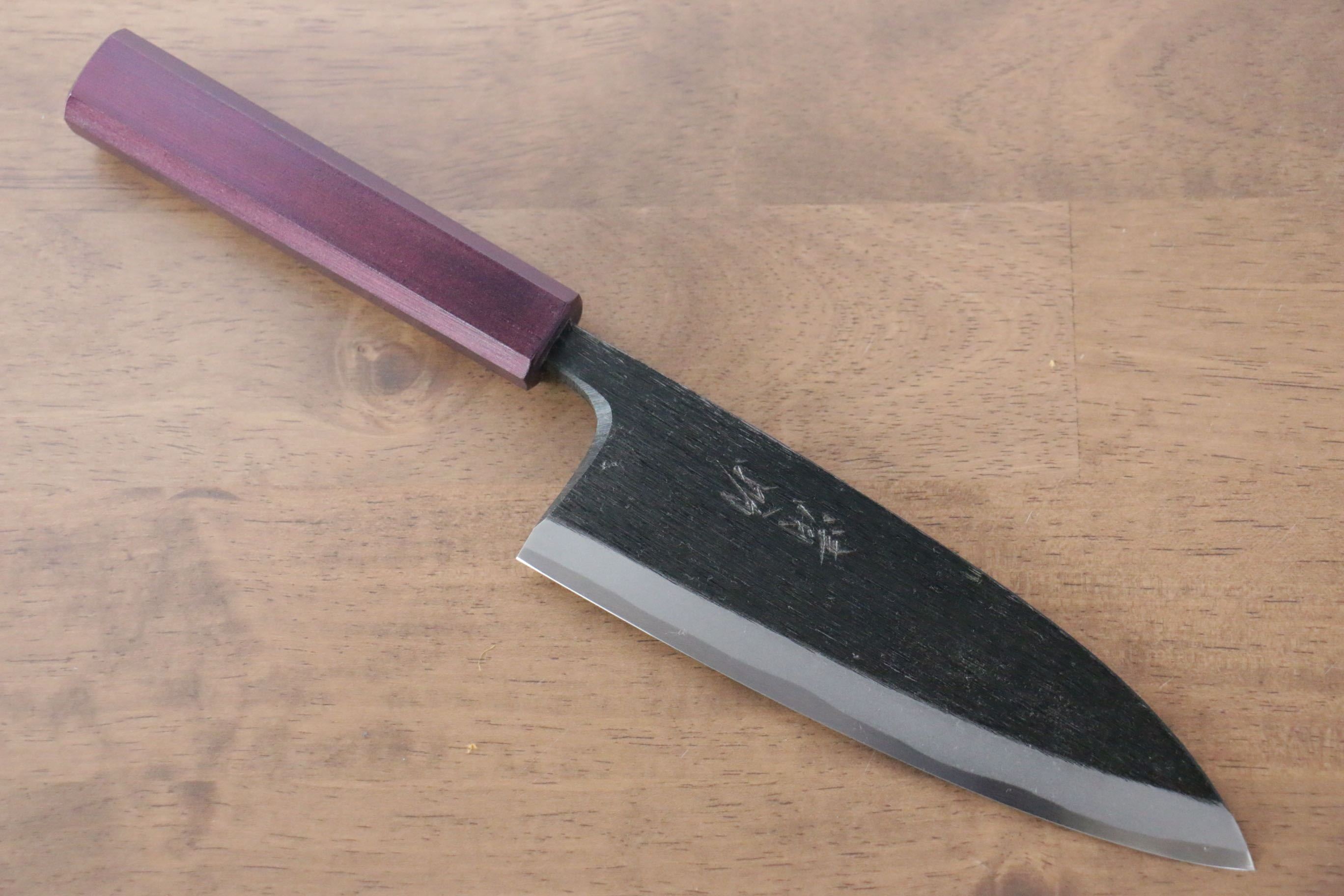 Seisuke White Steel No.2 Kurouchi Deba 165mm Purple Lacquered Handle - Japanny - Best Japanese Knife