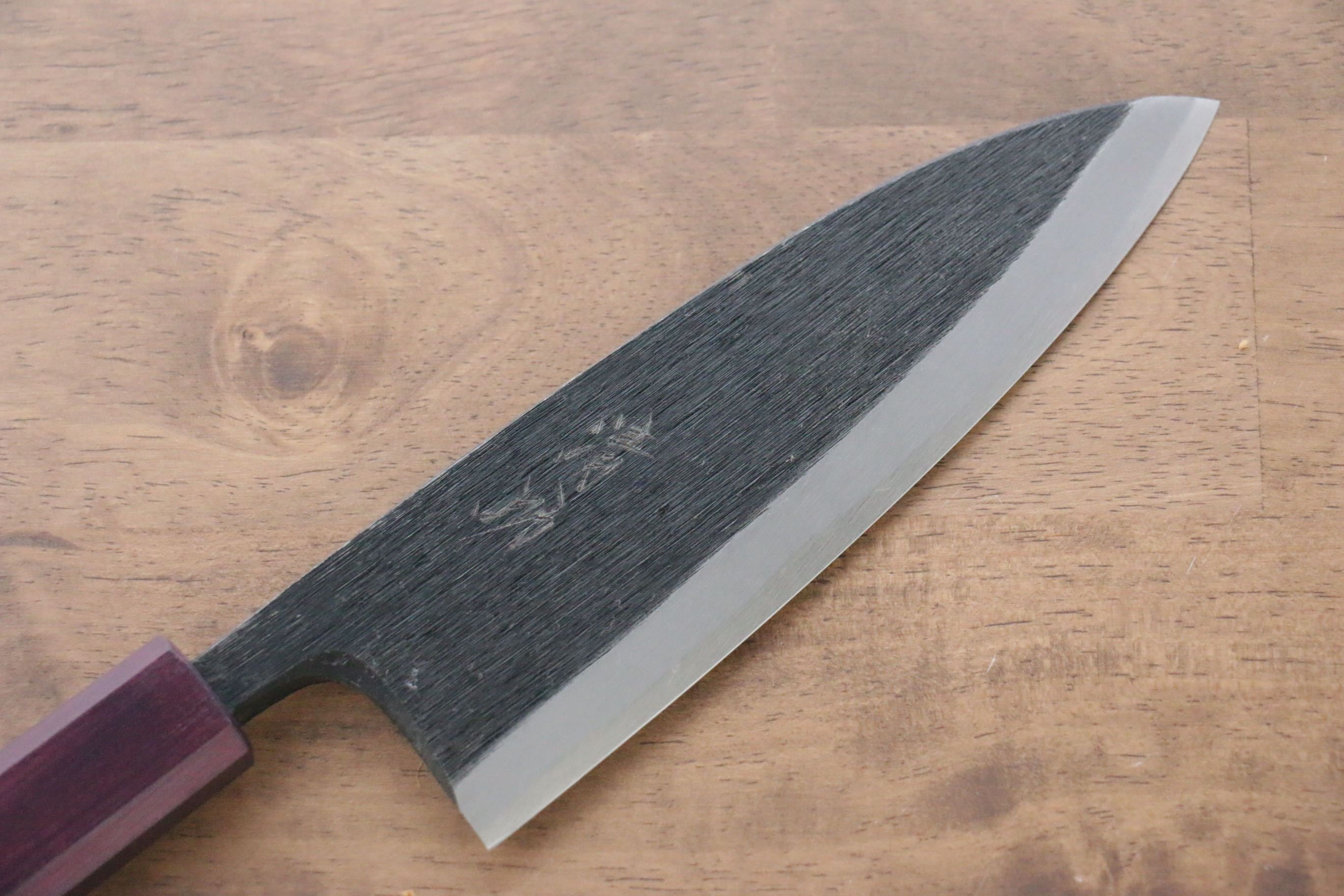 Seisuke White Steel No.2 Kurouchi Deba 165mm Purple Lacquered Handle - Japanny - Best Japanese Knife