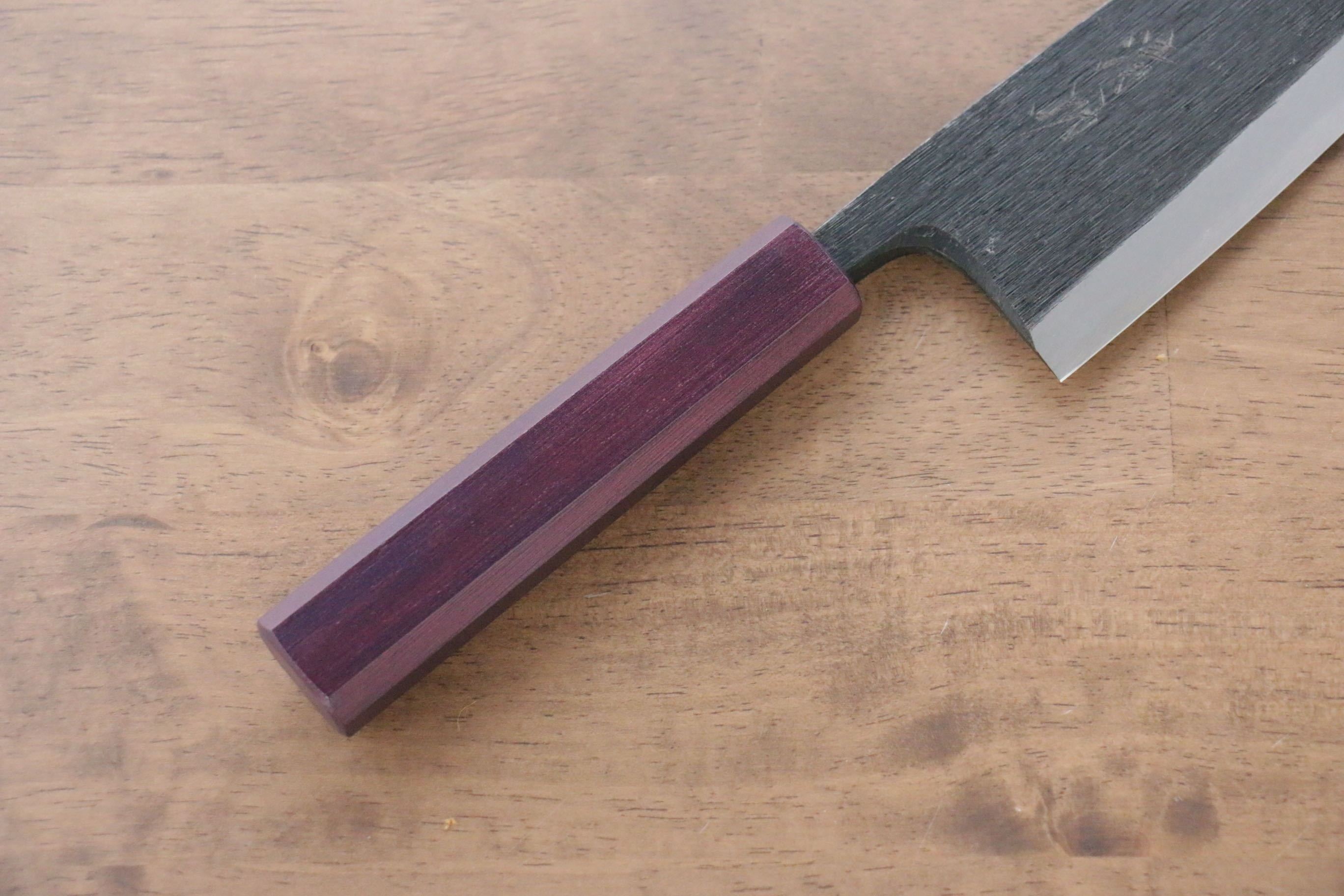 Seisuke White Steel No.2 Kurouchi Deba 165mm Purple Lacquered Handle - Japanny - Best Japanese Knife