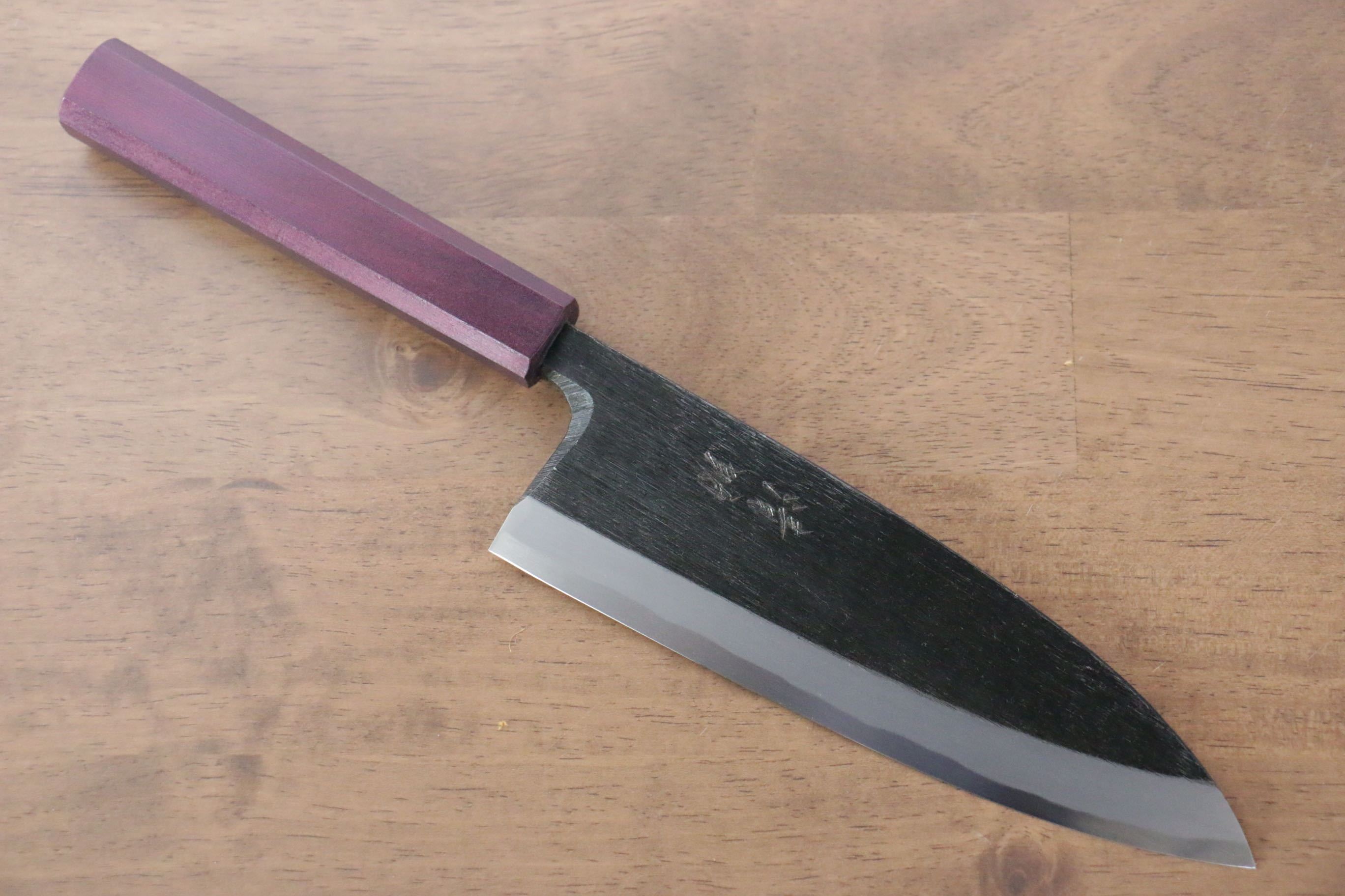 Seisuke White Steel No.2 Kurouchi Deba 180mm Purple Lacquered Handle - Japanny - Best Japanese Knife