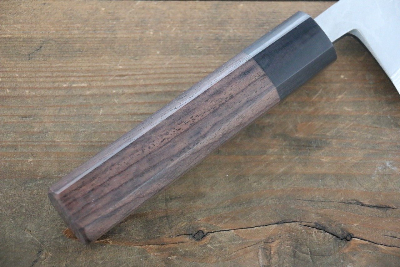 Hideo Kitaoka White Steel No.2 Damascus Deba 165mm Shitan Handle - Japanny - Best Japanese Knife