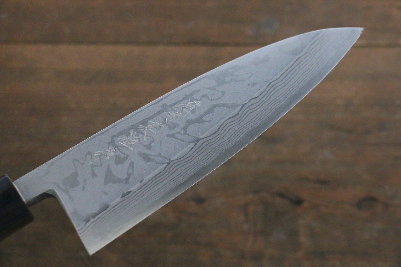 Hideo Kitaoka White Steel No.2 Damascus Deba 165mm Shitan Handle - Japanny - Best Japanese Knife