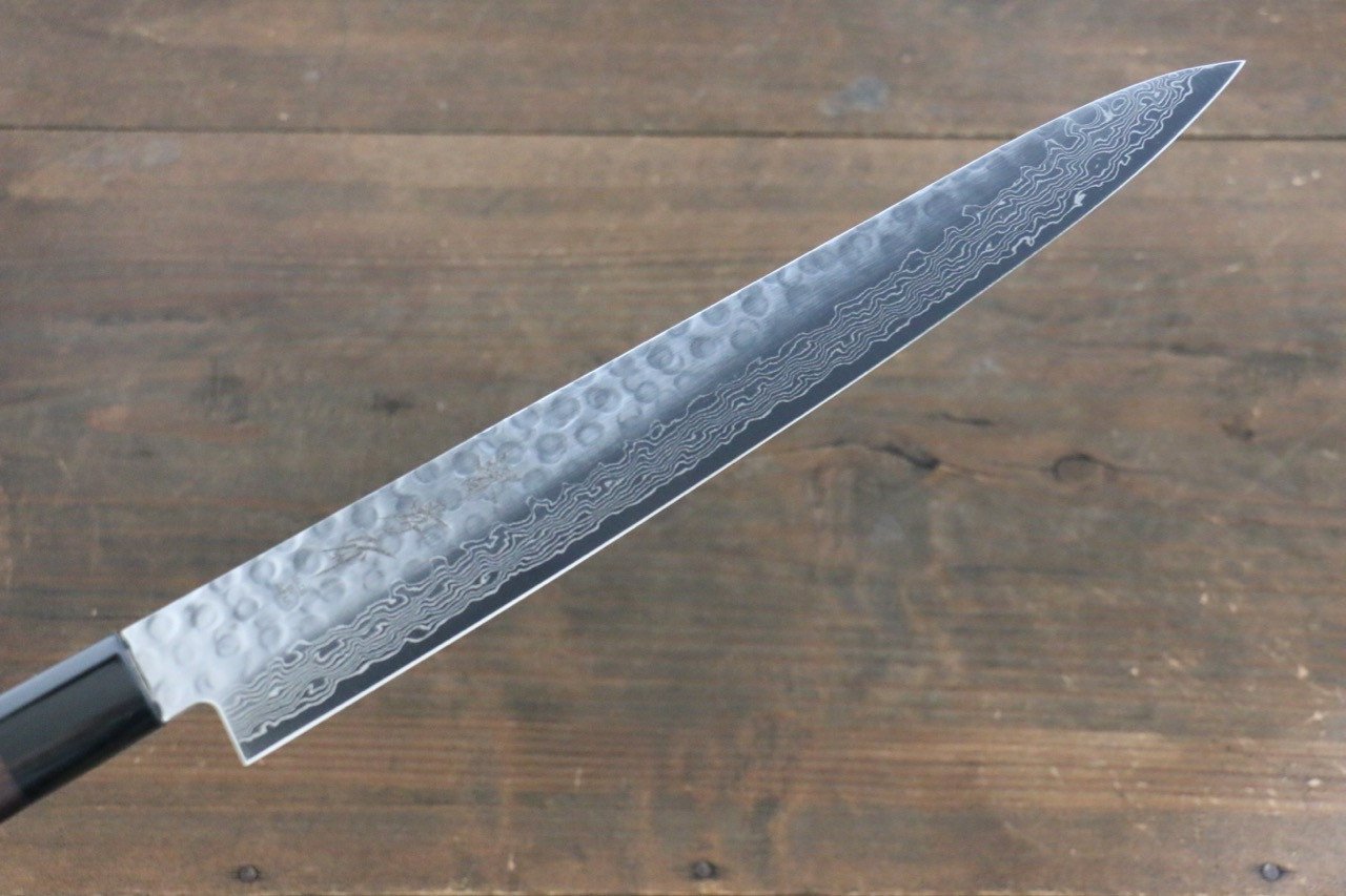 Sakai Takayuki AUS10 45 Layer Damascus Sujihiki 240mm Shitan Handle - Japanny - Best Japanese Knife