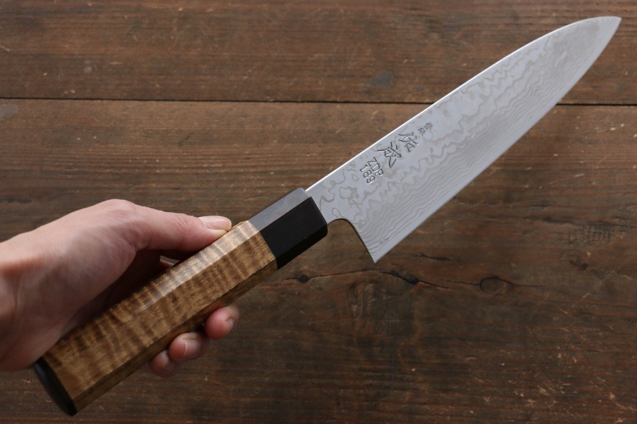 Sukenari ZDP189 Damascus Gyuto 210mm Marronnier Handle - Japanny - Best Japanese Knife