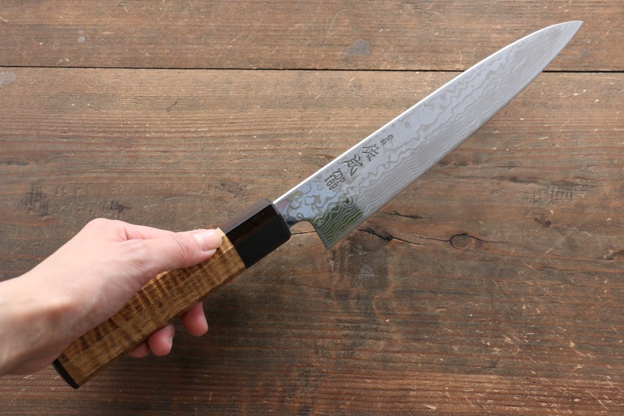 Sukenari ZDP189 Damascus Gyuto 210mm Marronnier Handle - Japanny - Best Japanese Knife