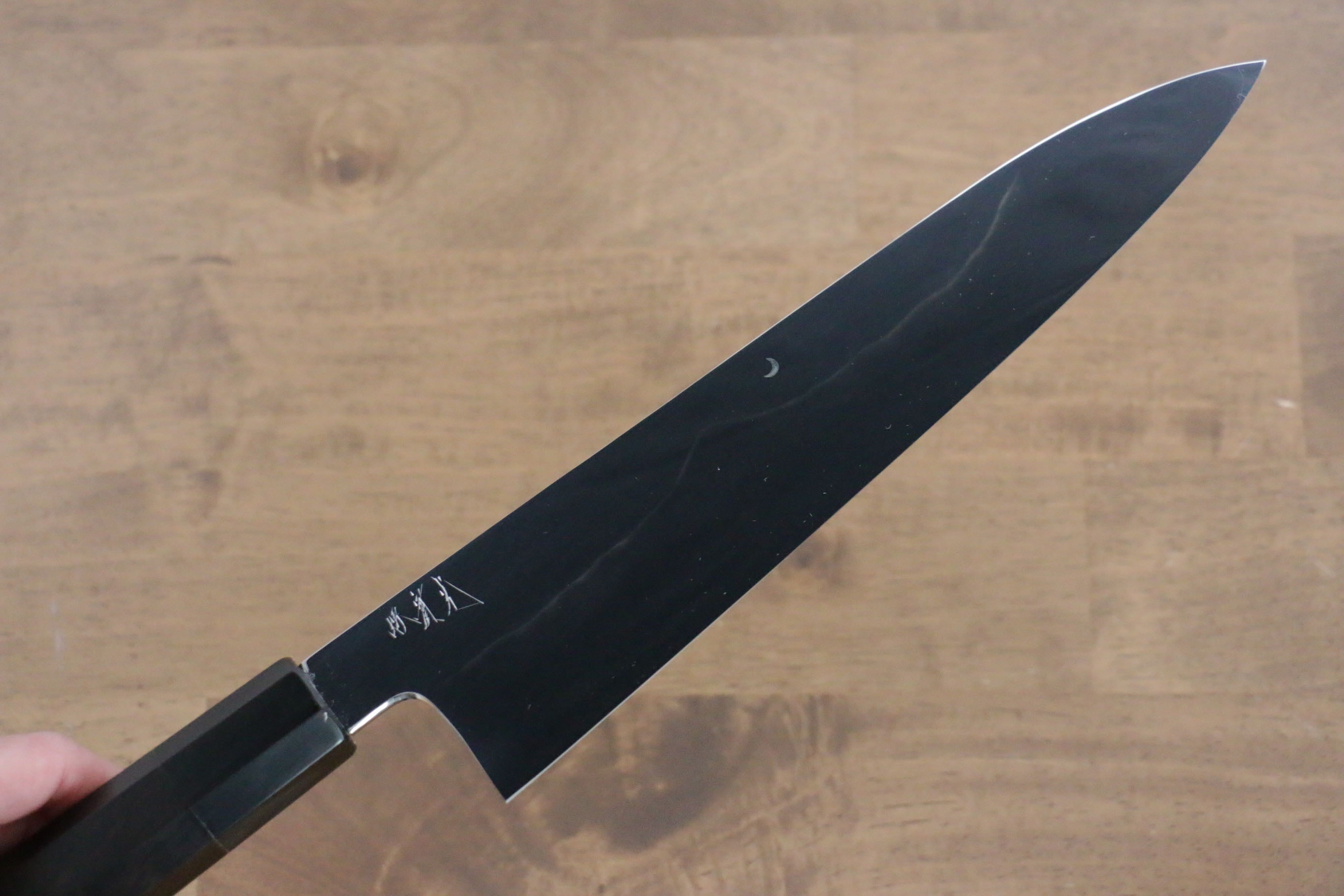 Jikko Fujisan Honyaki White Steel No.3 Mirrored Finish Gyuto 240mm Ebony Wood Handle - Japanny - Best Japanese Knife
