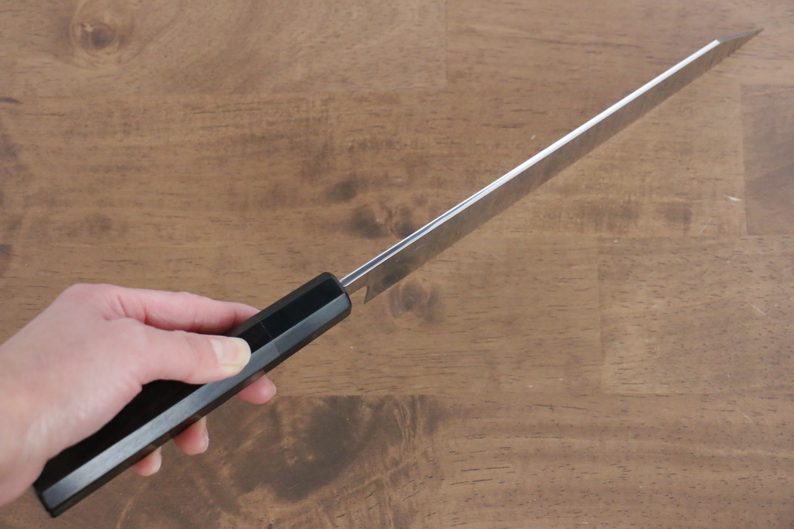 Jikko Fujisan Honyaki White Steel No.3 Mirrored Finish Kiritsuke Gyuto 210mm Ebony Wood Handle - Japanny - Best Japanese Knife